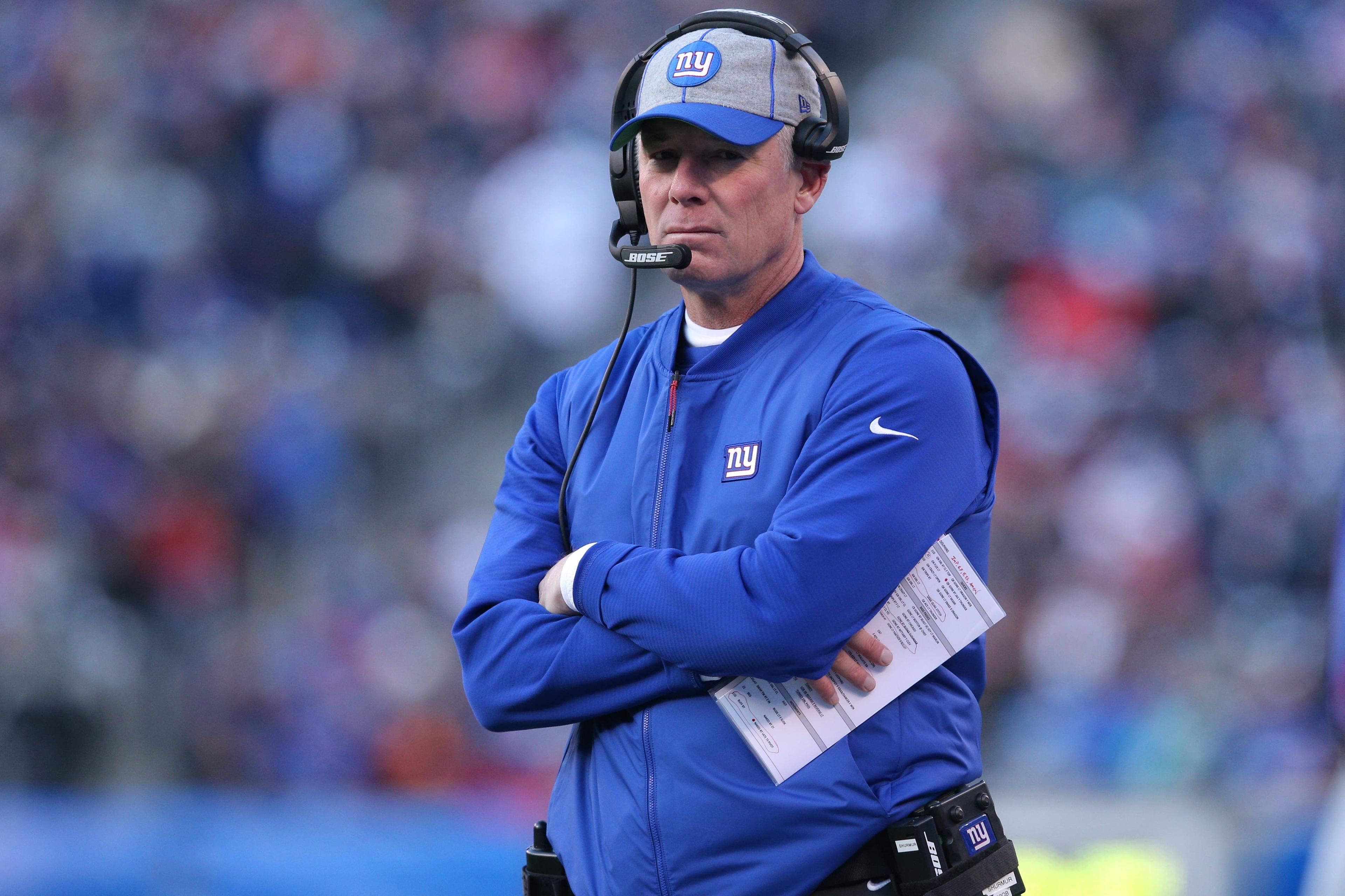 Dec 15, 2019; East Rutherford, NJ, USA; New York Giants head coach Pat Shurmur coaches against the Miami Dolphins during the third quarter at MetLife Stadium. Mandatory Credit: Brad Penner-USA TODAY Sportsundefined