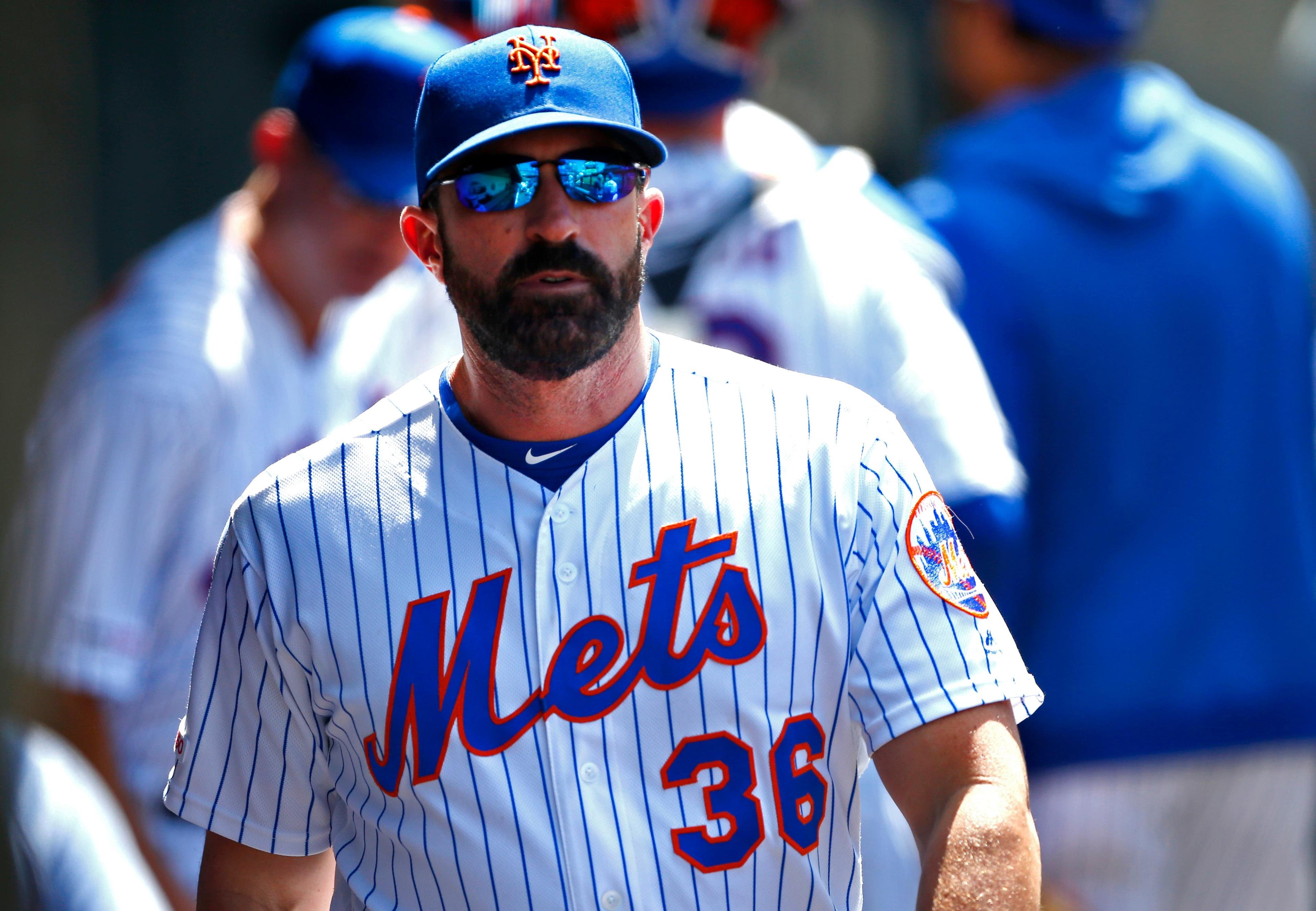 Jun 6, 2019; New York City, NY, USA; New York Mets manager Mickey Callaway (36) in the dugout against the San Francisco Giants at Citi Field. Mandatory Credit: Noah K. Murray-USA TODAY Sports / Noah K. Murray