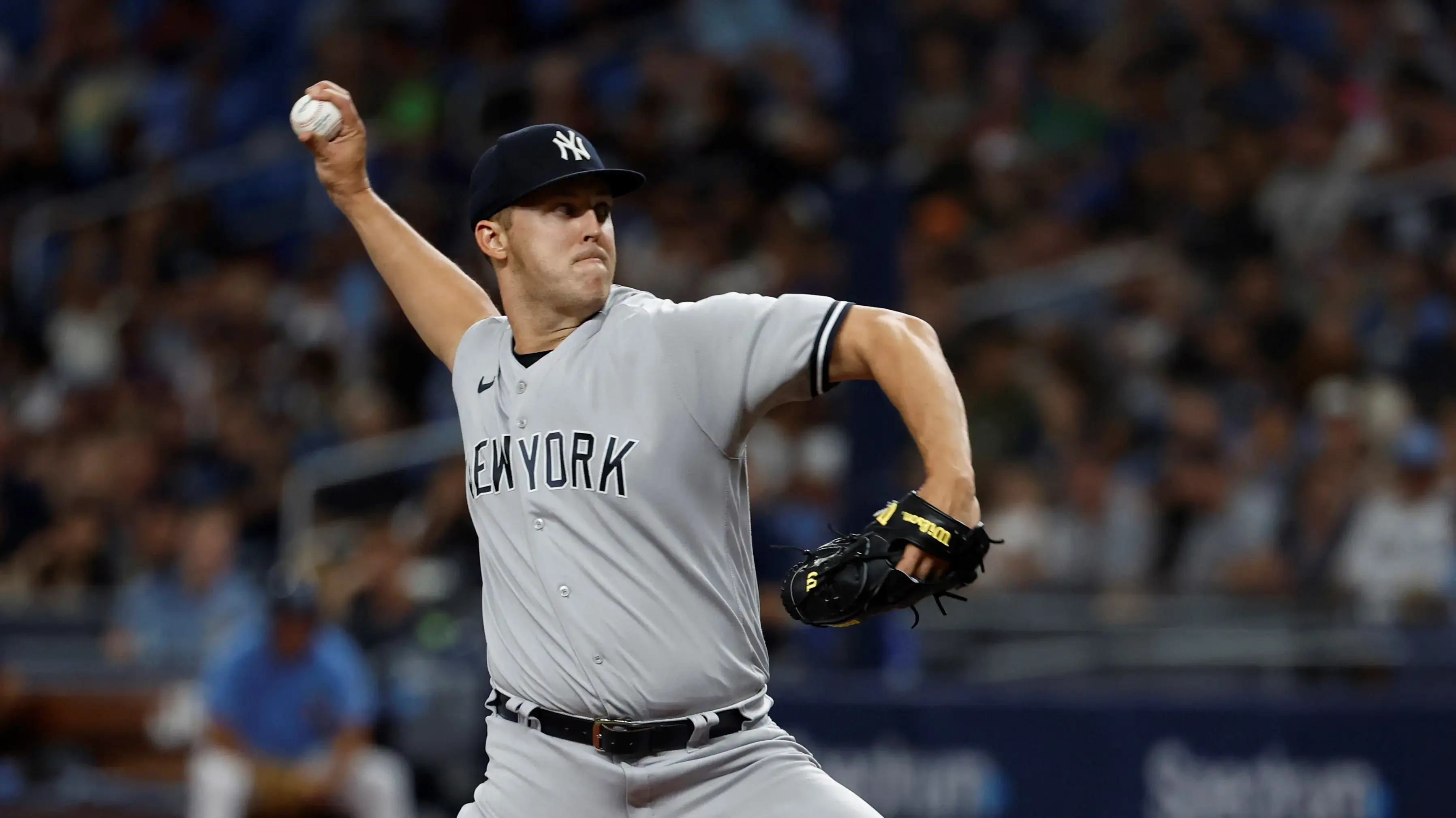 May 27, 2022; St. Petersburg, Florida, USA; New York Yankees starting pitcher Jameson Taillon (50) throws a pitch during the third inning against the Tampa Bay Rays at Tropicana Field. Mandatory Credit: Kim Klement-USA TODAY Sports / Kim Klement-USA TODAY Sports