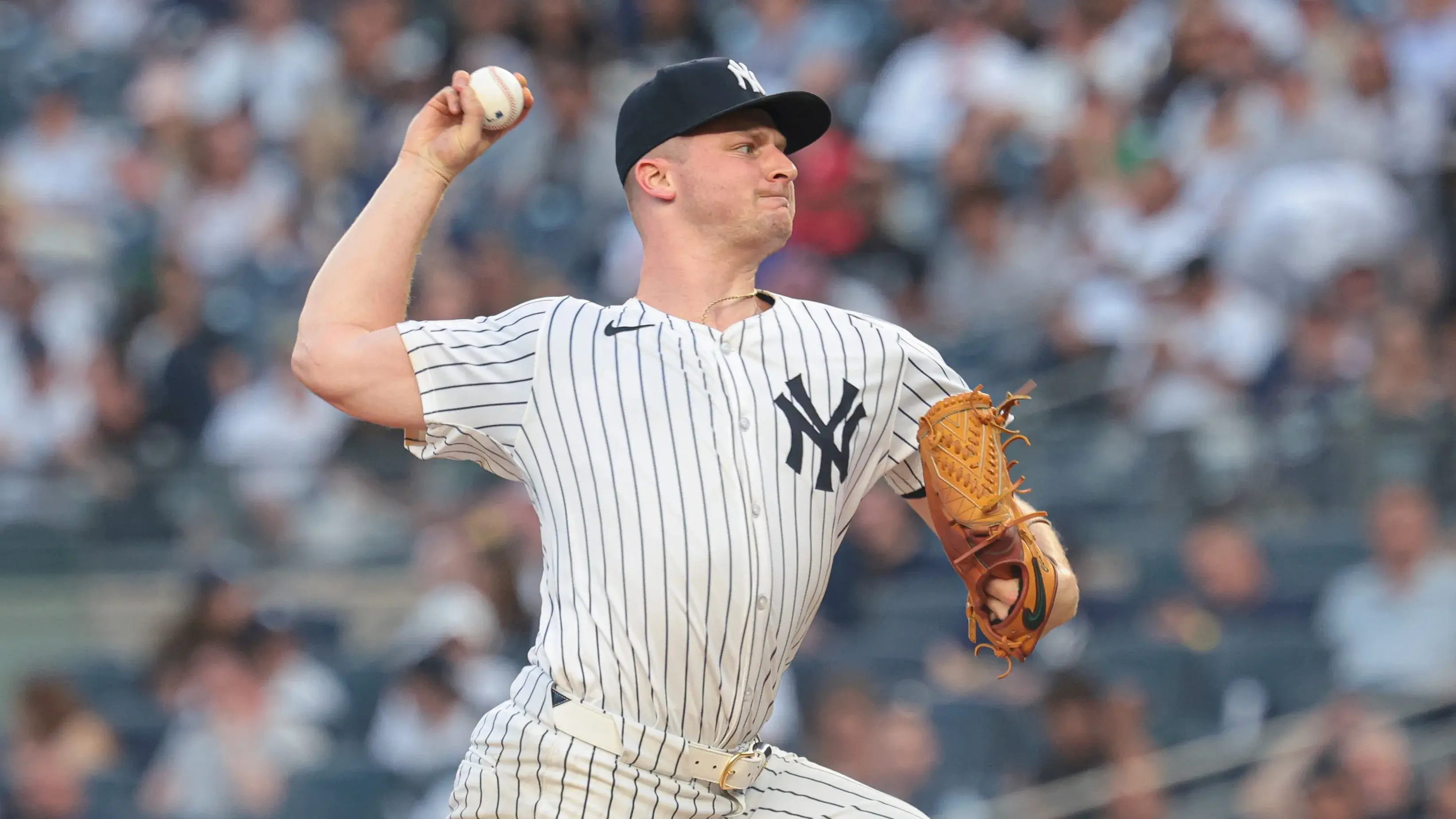 May 21, 2024; Bronx, New York, USA; New York Yankees starting pitcher Clarke Schmidt (36) delivers a pitch during the third inning against the Seattle Mariners at Yankee Stadium. Mandatory Credit: Vincent Carchietta-USA TODAY Sports / © Vincent Carchietta-USA TODAY Sports