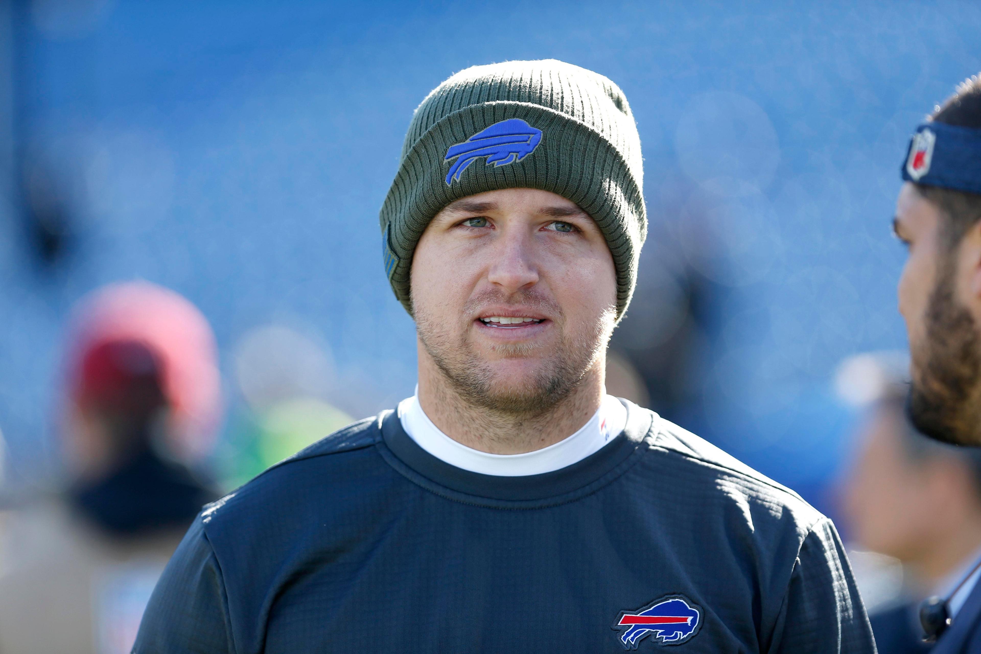 Nov 4, 2018; Orchard Park, NY, USA; Buffalo Bills quarterback Matt Barkley (5) on the field before a game against the Chicago Bears at New Era Field. Mandatory Credit: Timothy T. Ludwig-USA TODAY Sports / Timothy T. Ludwig