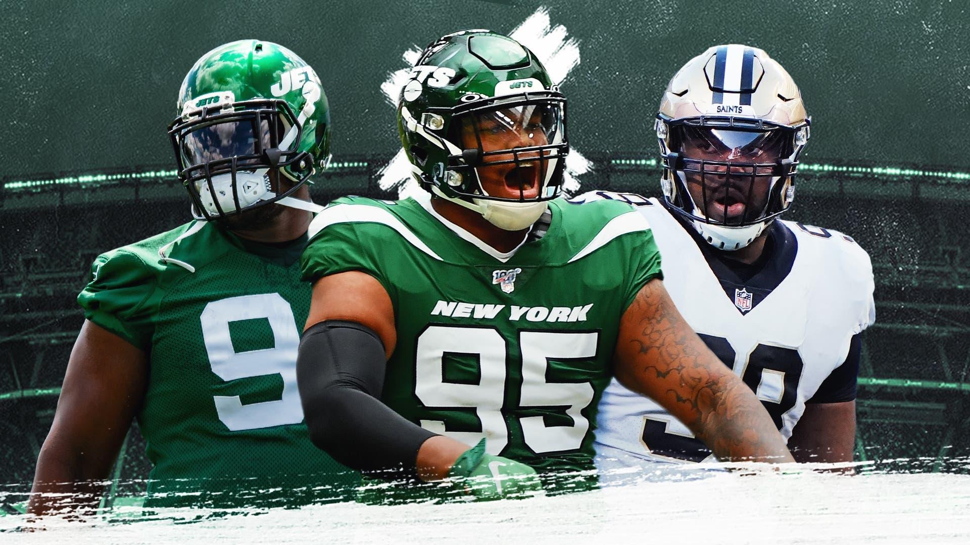 Jets' Folorunso Fatukasi, Quinnen Williams, and Sheldon Rankins / USA TODAY Sports/SNY Treated Image