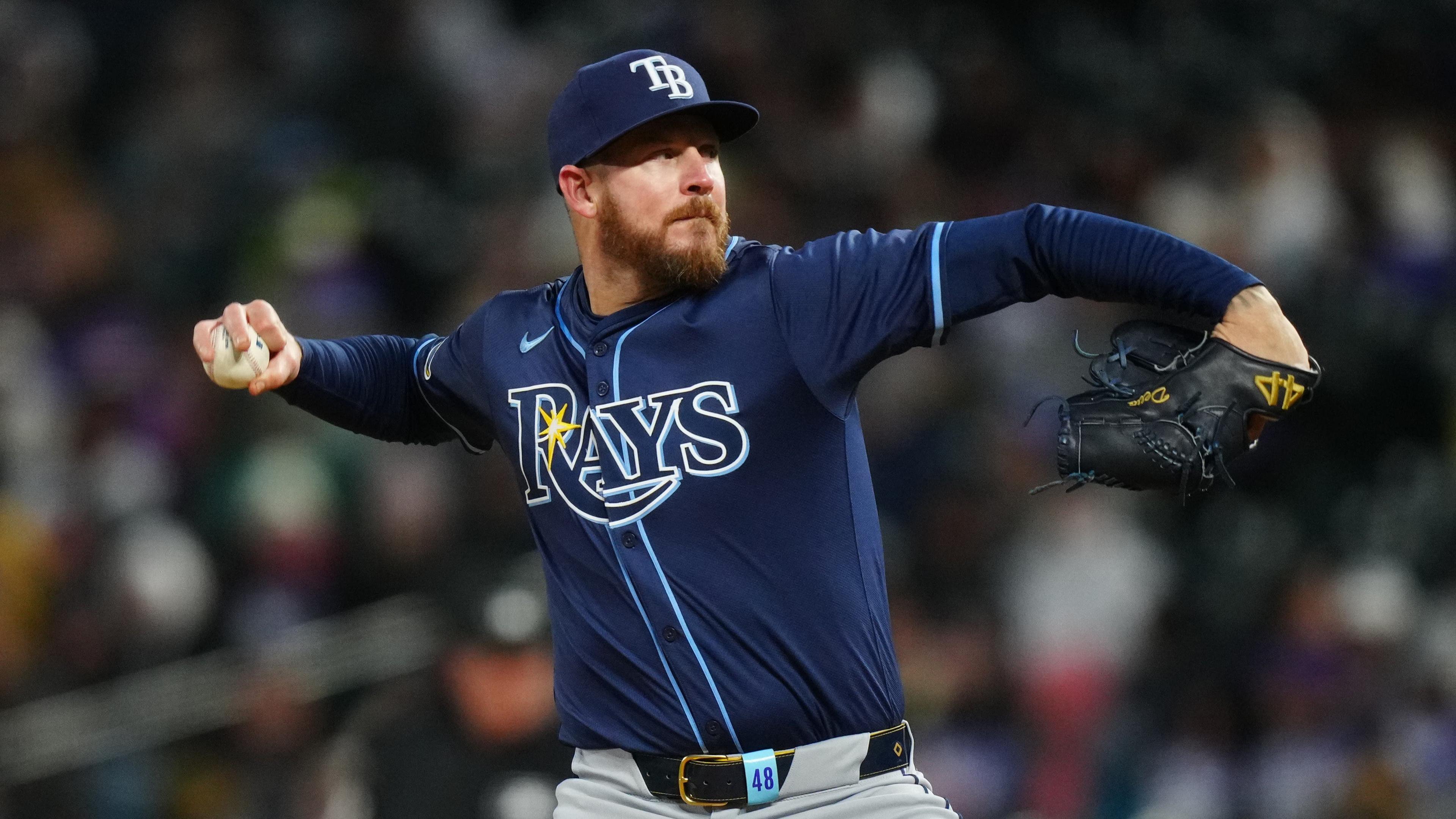 Tampa Bay Rays pitcher Chris Devenski (48) delivers a pitch in the fifth inning against the Colorado Rockies at Coors Field. 