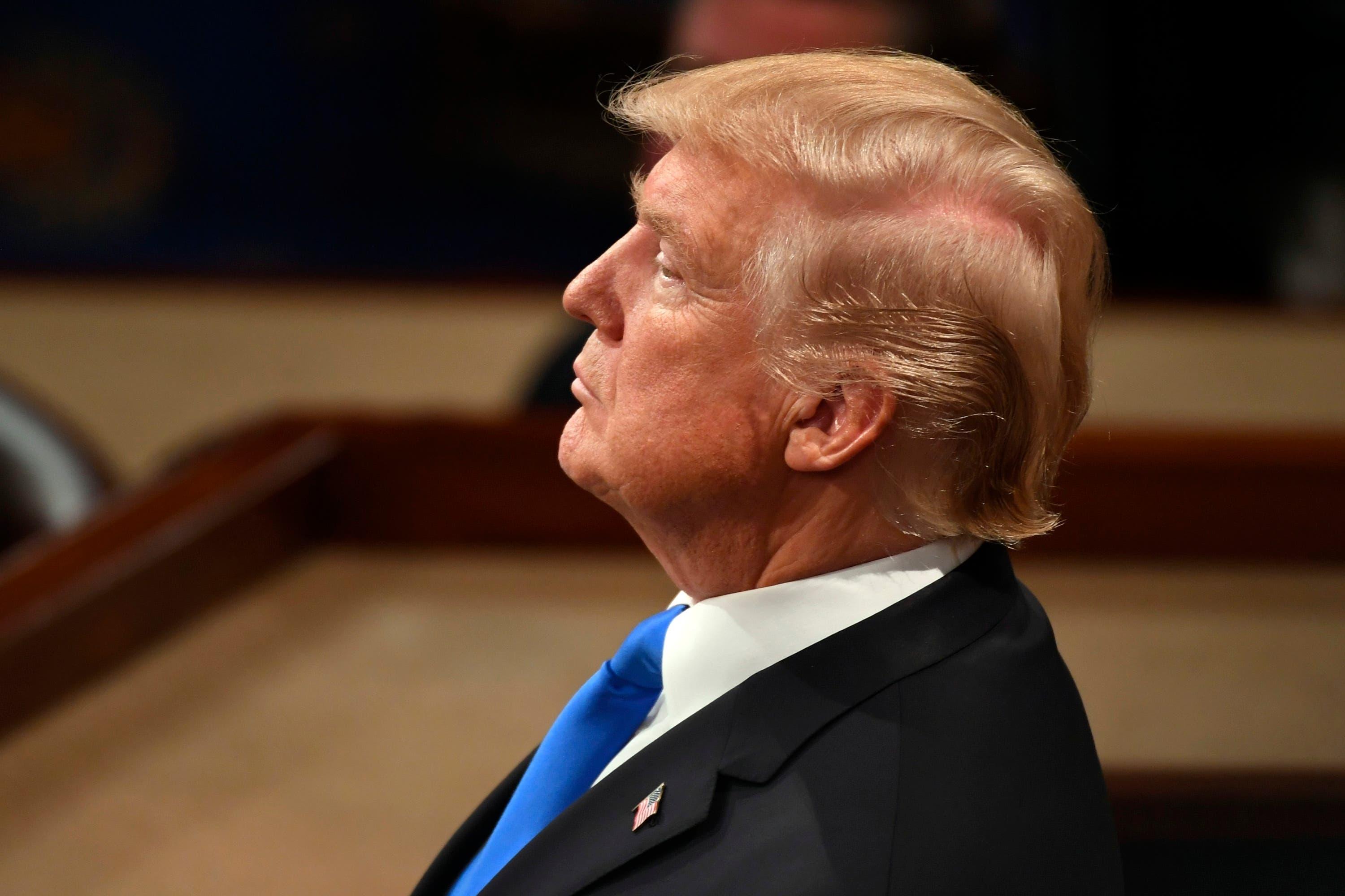 Jan. 30, 2018; Washington, DC, USA; President Donald Trump delivers the State of the Union address from the House chamber of the United States Capitol. Mandatory Credit: Jack Gruber-USA TODAY / Jack Gruber