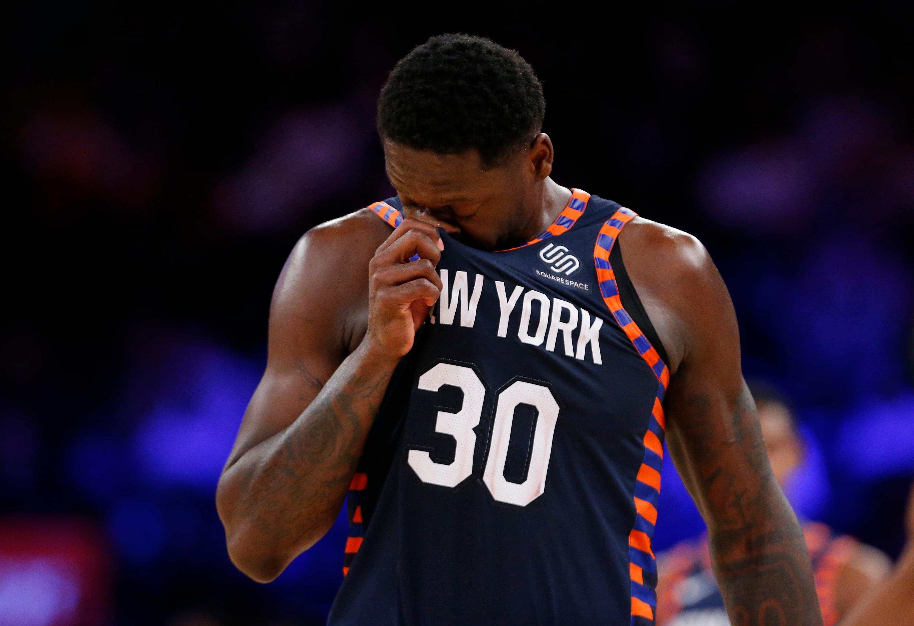 Dec 7, 2019; New York, NY, USA; New York Knicks forward Julius Randle (30) reacts during the second half against the Indiana Pacers at Madison Square Garden. Mandatory Credit: Noah K. Murray-USA TODAY Sports / Noah K. Murray