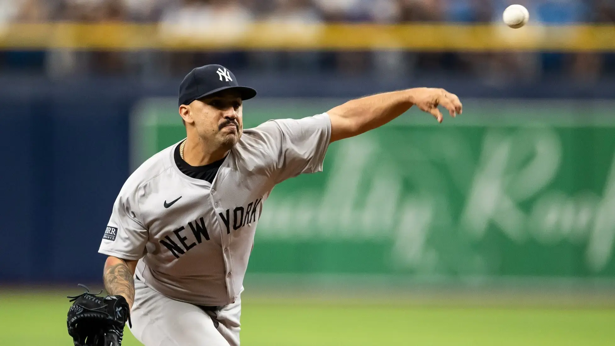 May 11, 2024; St. Petersburg, Florida, USA; New York Yankees pitcher Nestor Cortes (65) throws the ball against the Tampa Bay Rays during the first inning at Tropicana Field. / Matt Pendleton-USA TODAY Sports
