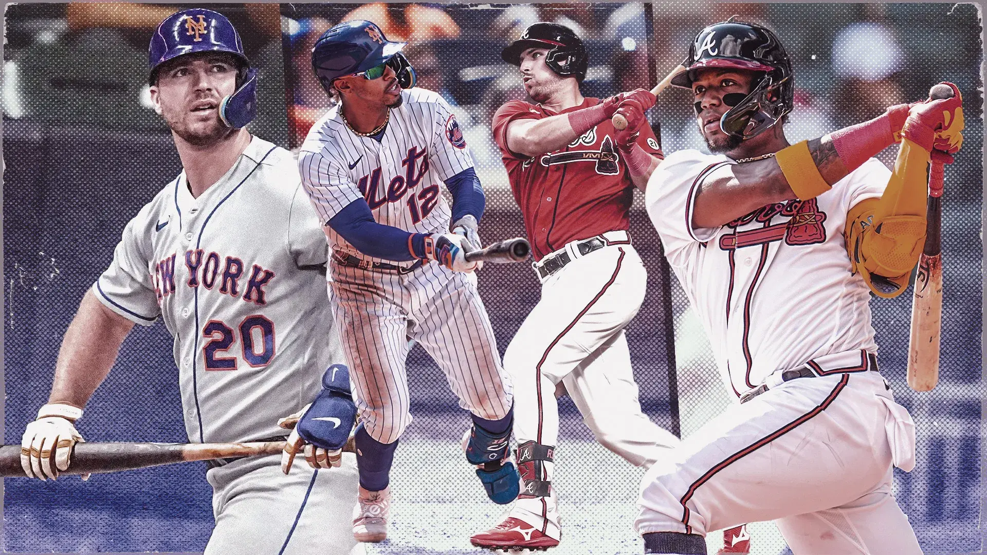 Pete Alonso, Francisco Lindor, Austin Riley, and Ronald Acuna Jr. / USA TODAY Sports/SNY Treated Image