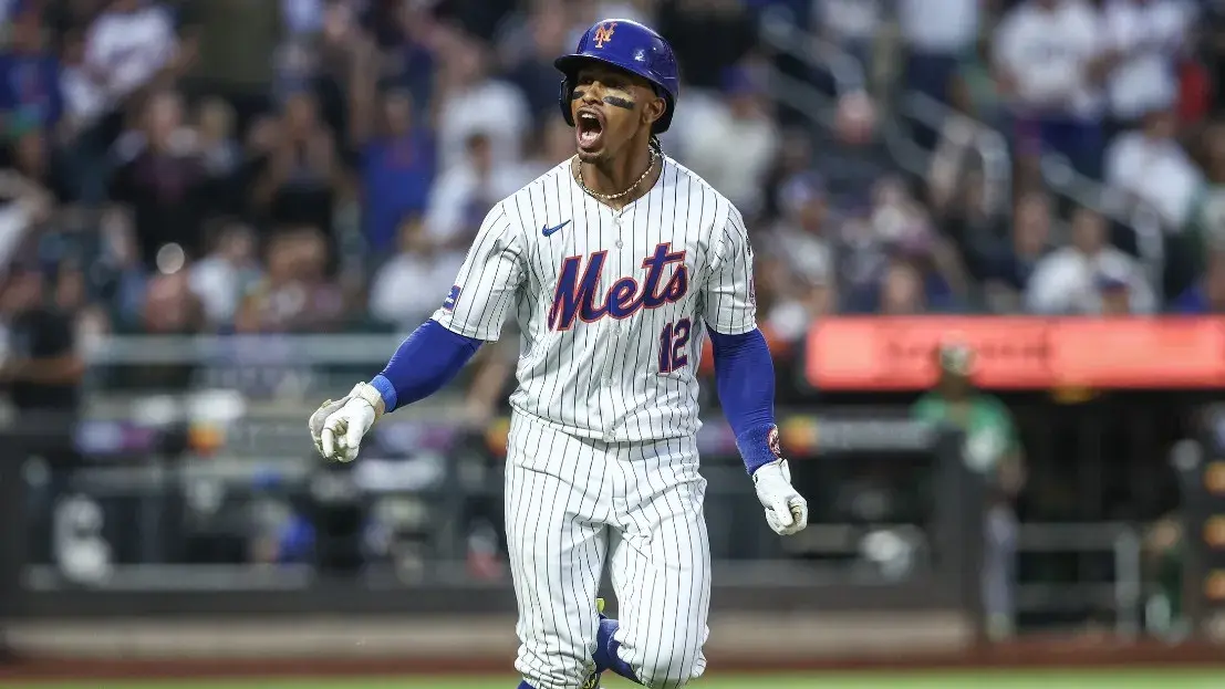 New York Mets shortstop Francisco Lindor (12) reacts after hitting a solo home run in the third inning against the Oakland Athletics at Citi Field. / Wendell Cruz-USA TODAY Sports