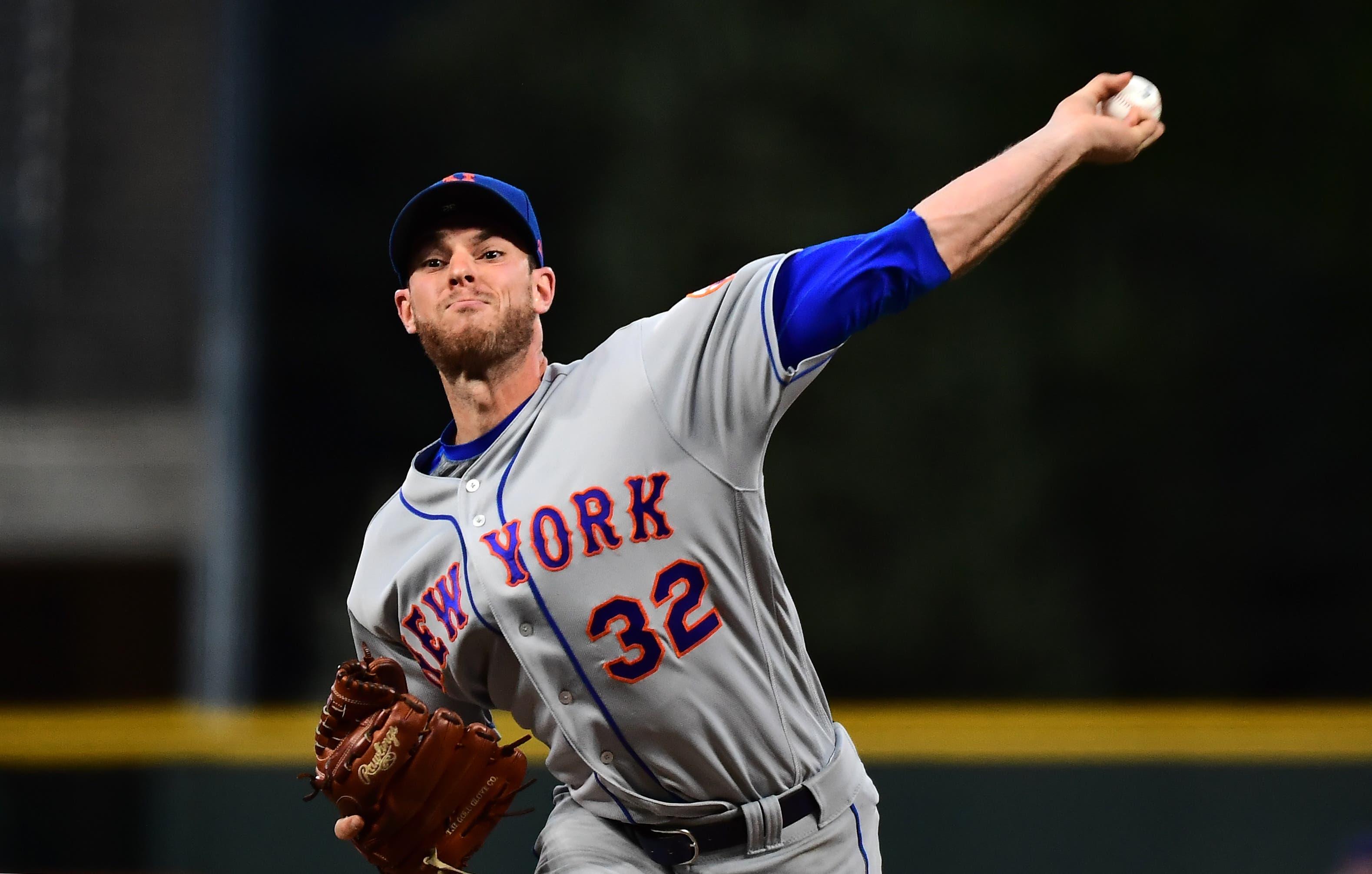 Sep 16, 2019; Denver, CO, USA; New York Mets starting pitcher Steven Matz (32) delivers a pitch against the Colorado Rockies in the first inning at Coors Field. Mandatory Credit: Ron Chenoy-USA TODAY Sports / Ron Chenoy