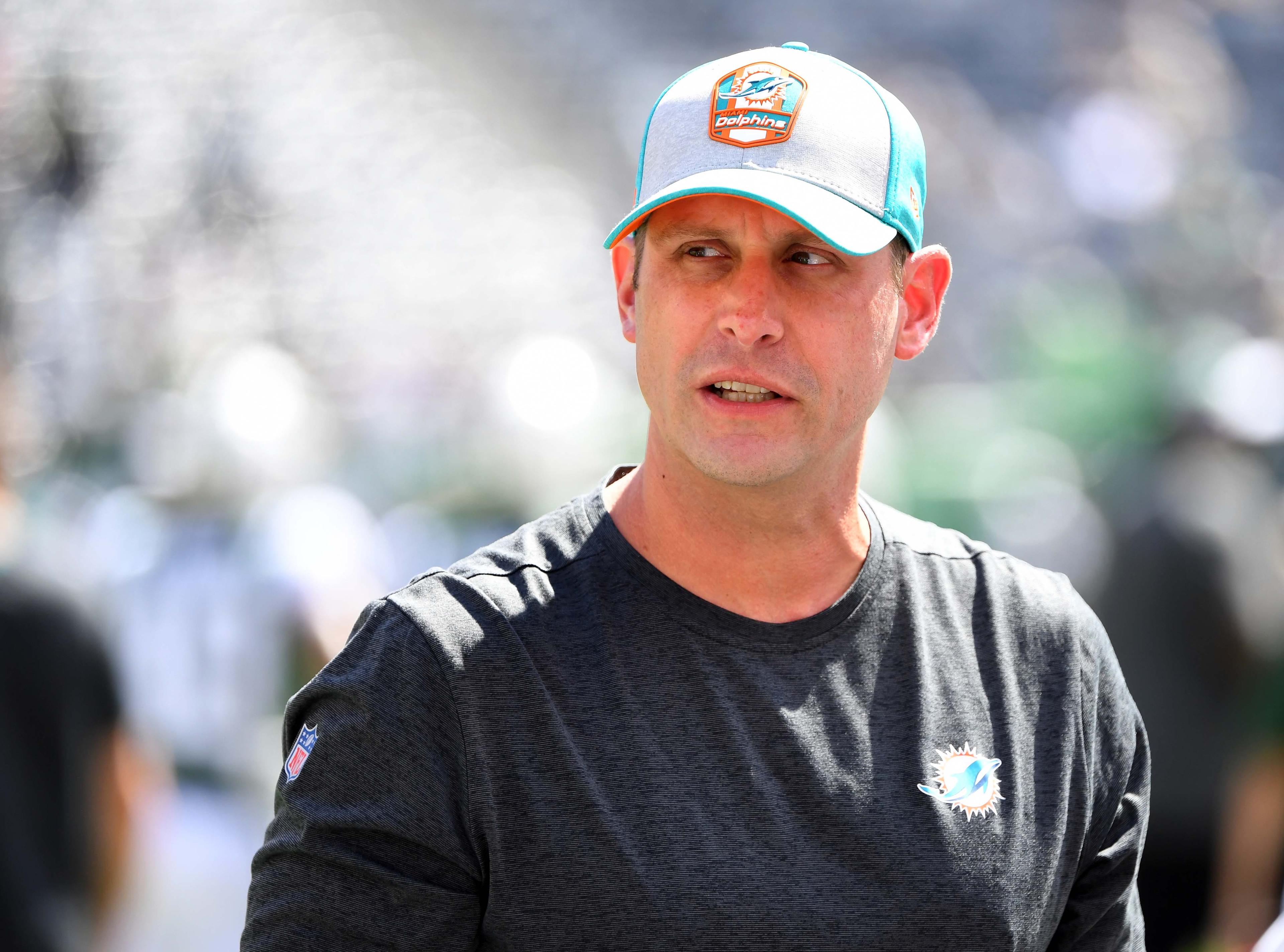 Miami Dolphins head coach Adam Gase before the game against the New York Jets at MetLife Stadium.