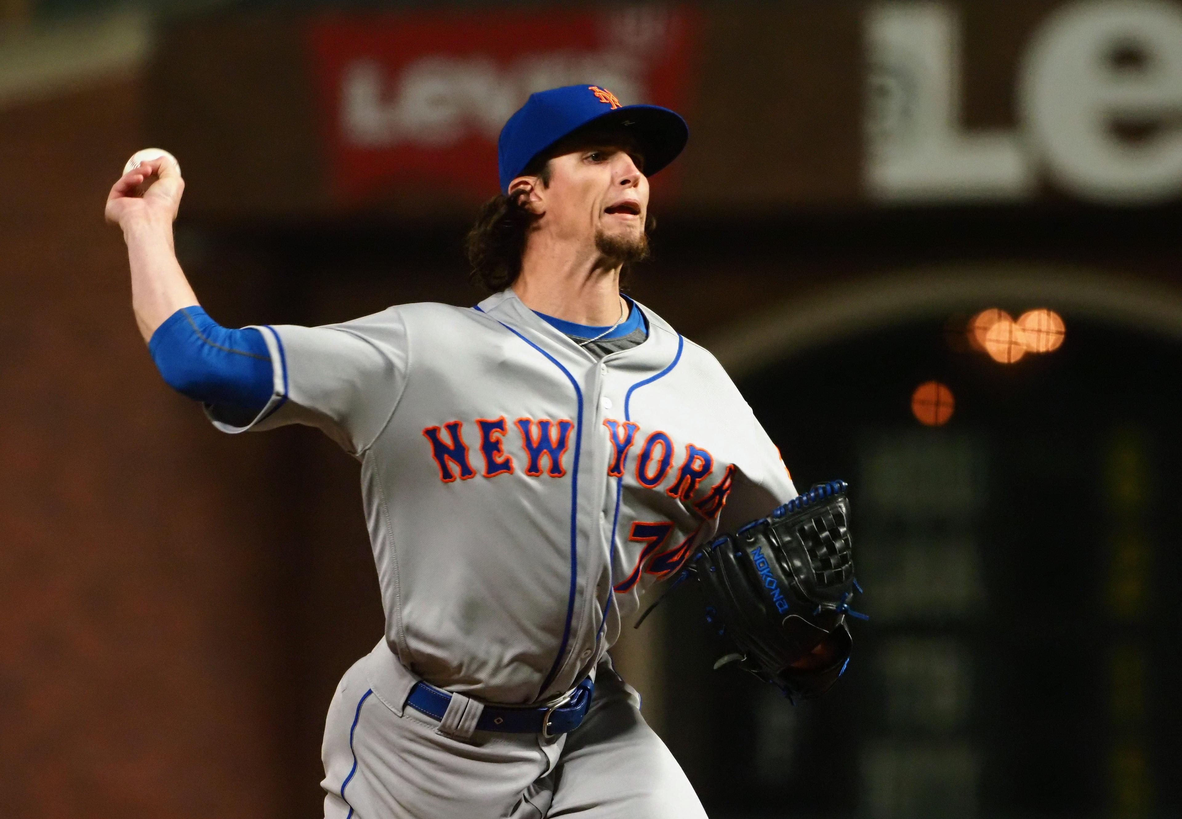 Jul 18, 2019; San Francisco, CA, USA; New York Mets relief pitcher Chris Mazza (74) pitches the ball against the San Francisco Giants during the sixteenth inning at Oracle Park. Mandatory Credit: Kelley L Cox-USA TODAY Sports