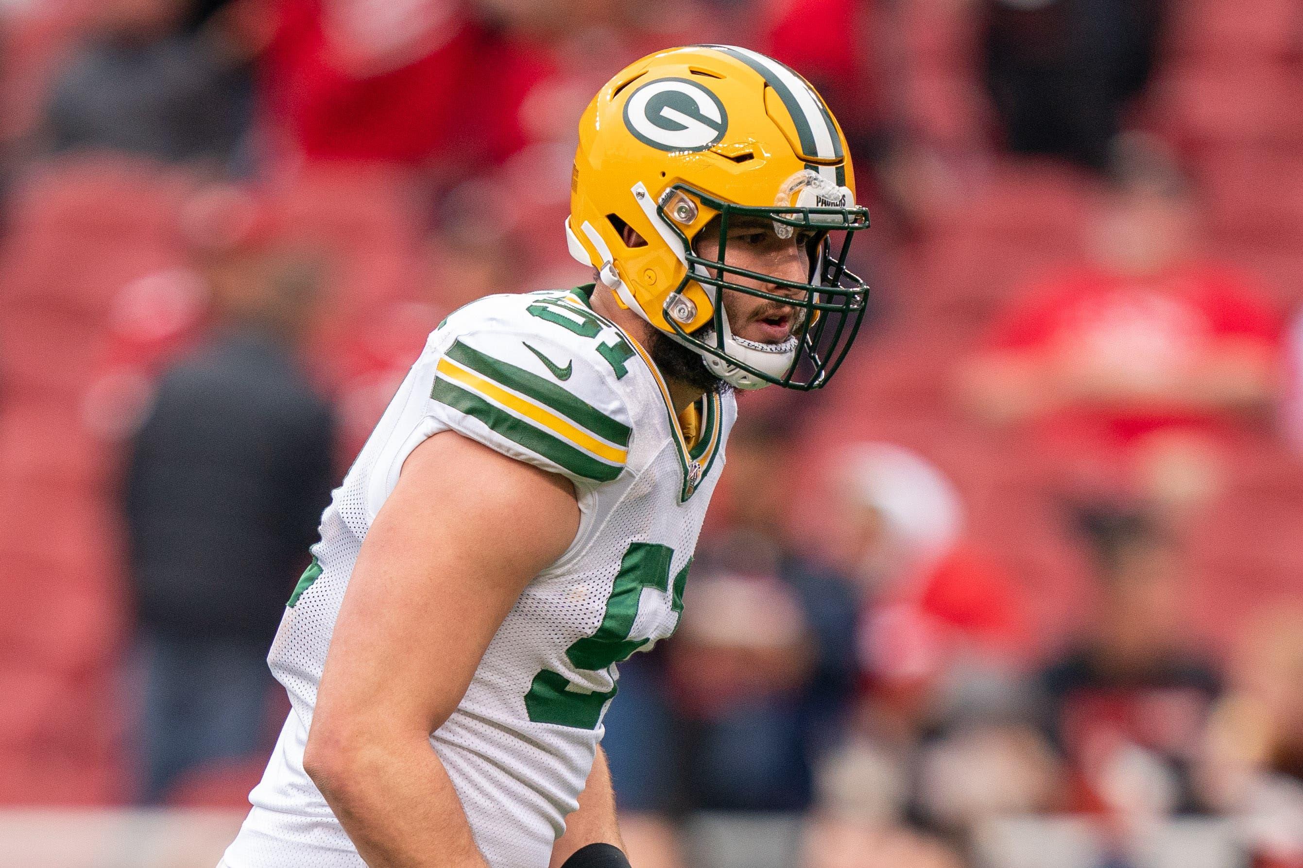 January 19, 2020; Santa Clara, California, USA; Green Bay Packers linebacker Kyler Fackrell (51) before the NFC Championship Game against the San Francisco 49ers at Levi's Stadium. Mandatory Credit: Kyle Terada-USA TODAY Sports / Kyle Terada