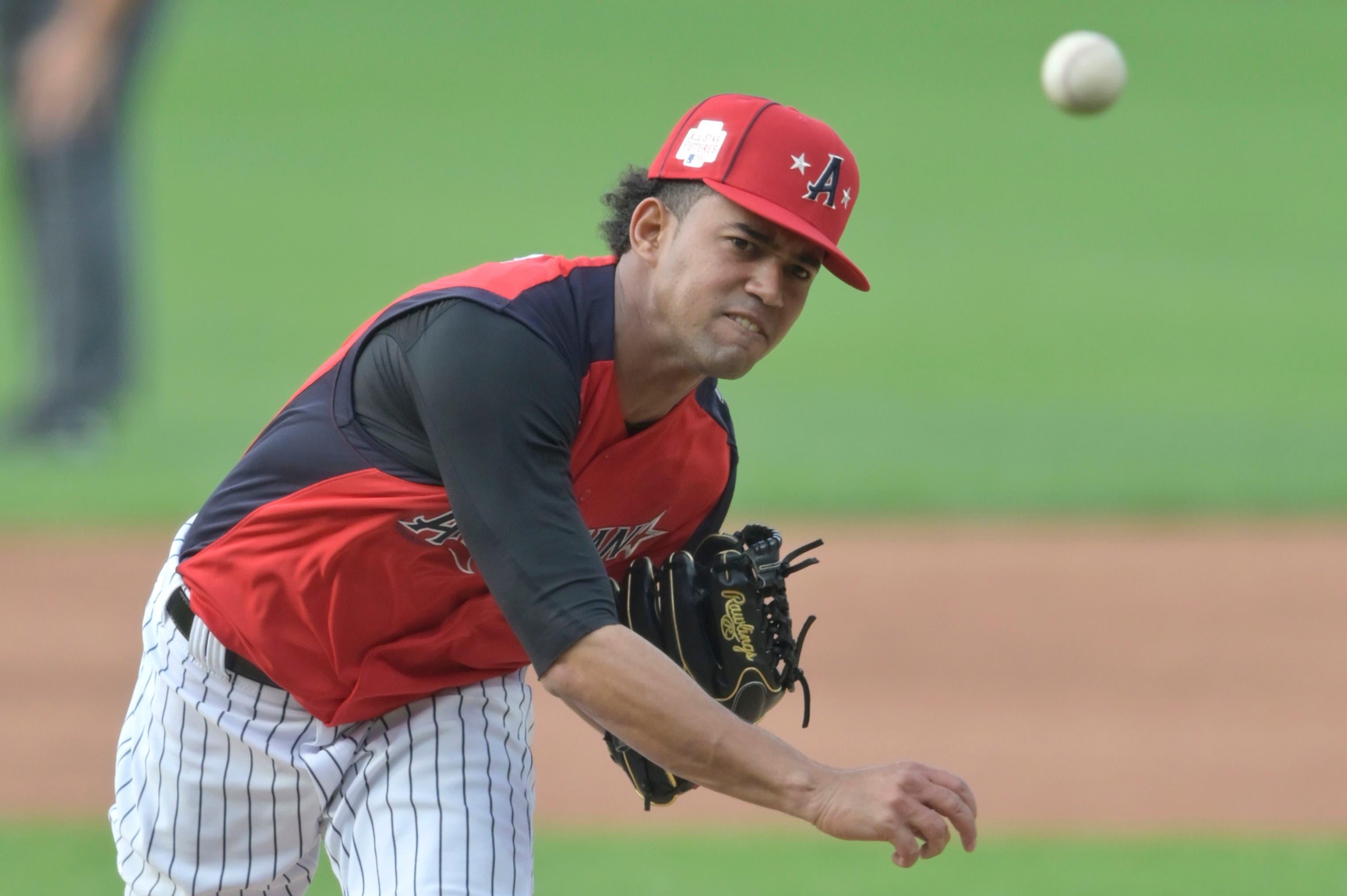 American League starting pitcher Deivi Garcia delivers in the first inning in the 2019 MLB All Star Futures Game at Progressive Field. / David Richard/USA TODAY Sports