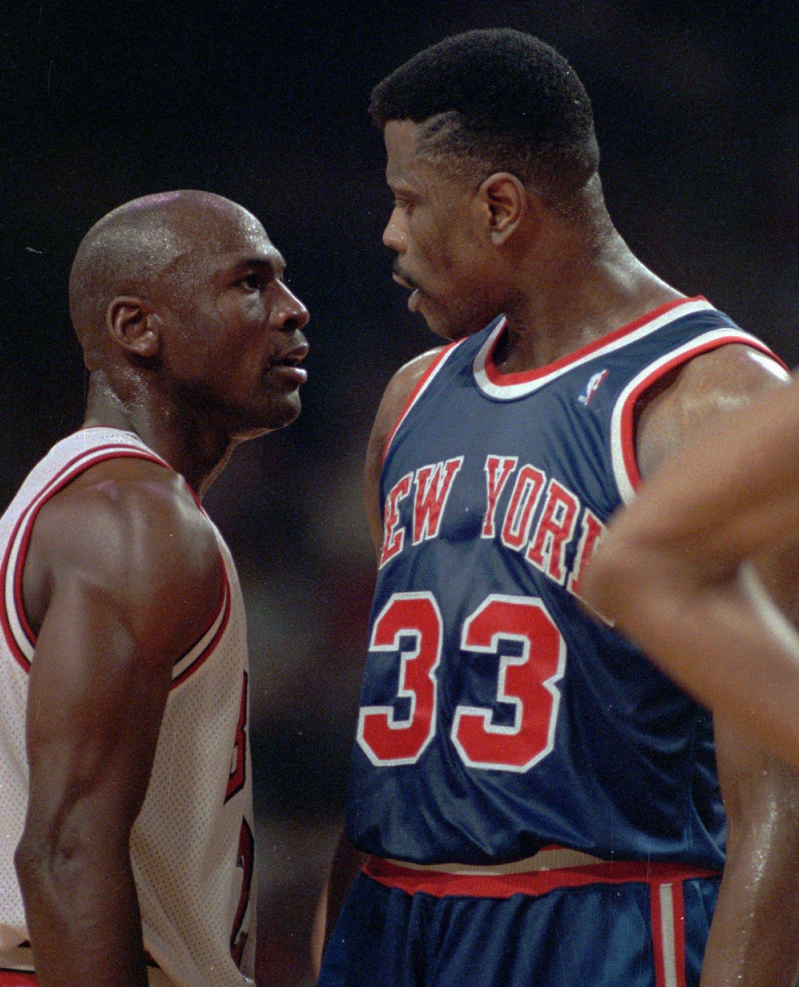 Patrick Ewing and Michael Jordan were both legends of the game, and though friends off the court, their rivalry on it was as heated as they come. / AP