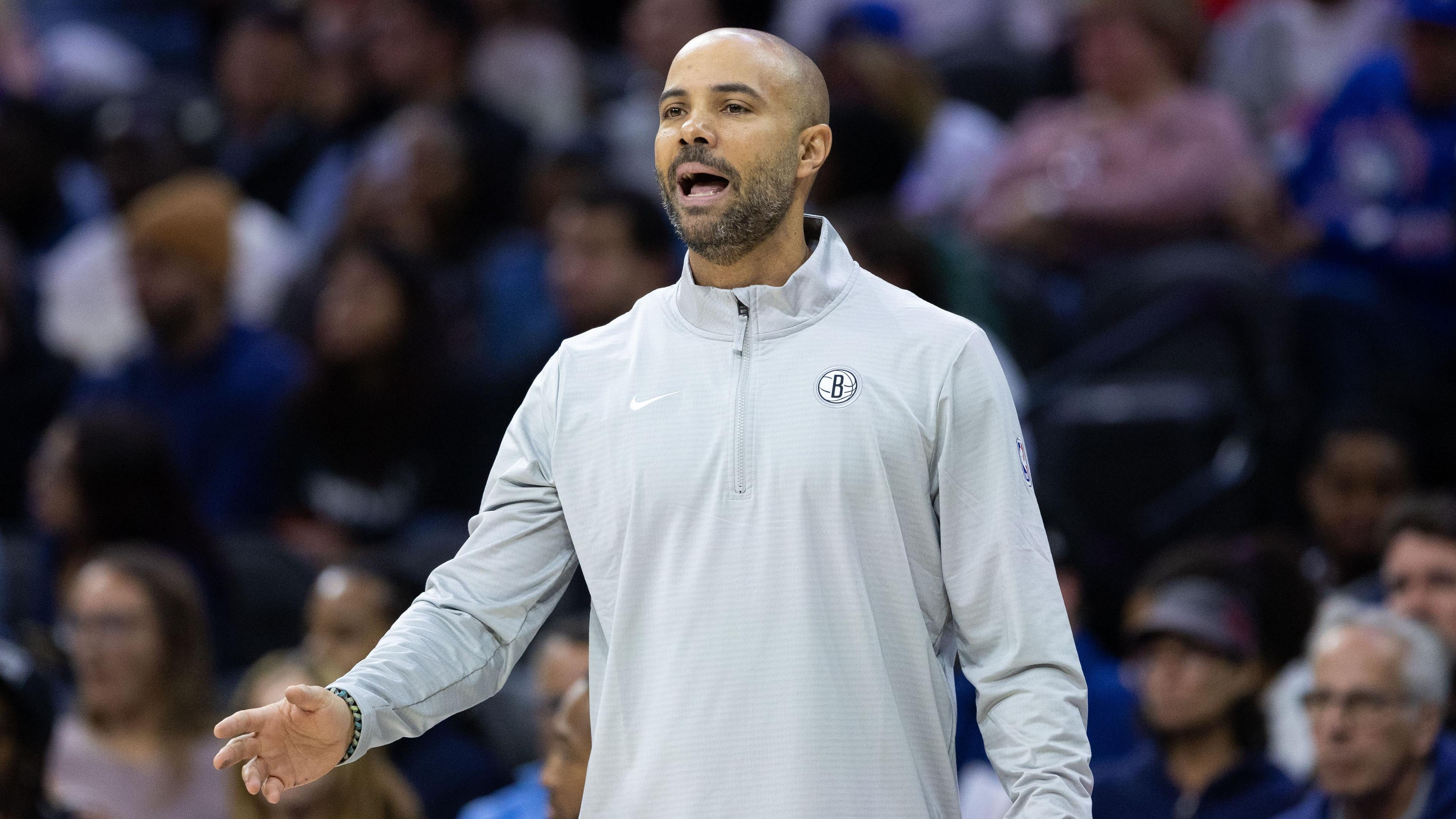 Oct 16, 2024; Philadelphia, Pennsylvania, USA; Jordi Fernandez in a game against the Philadelphia 76ers at Wells Fargo Center. 