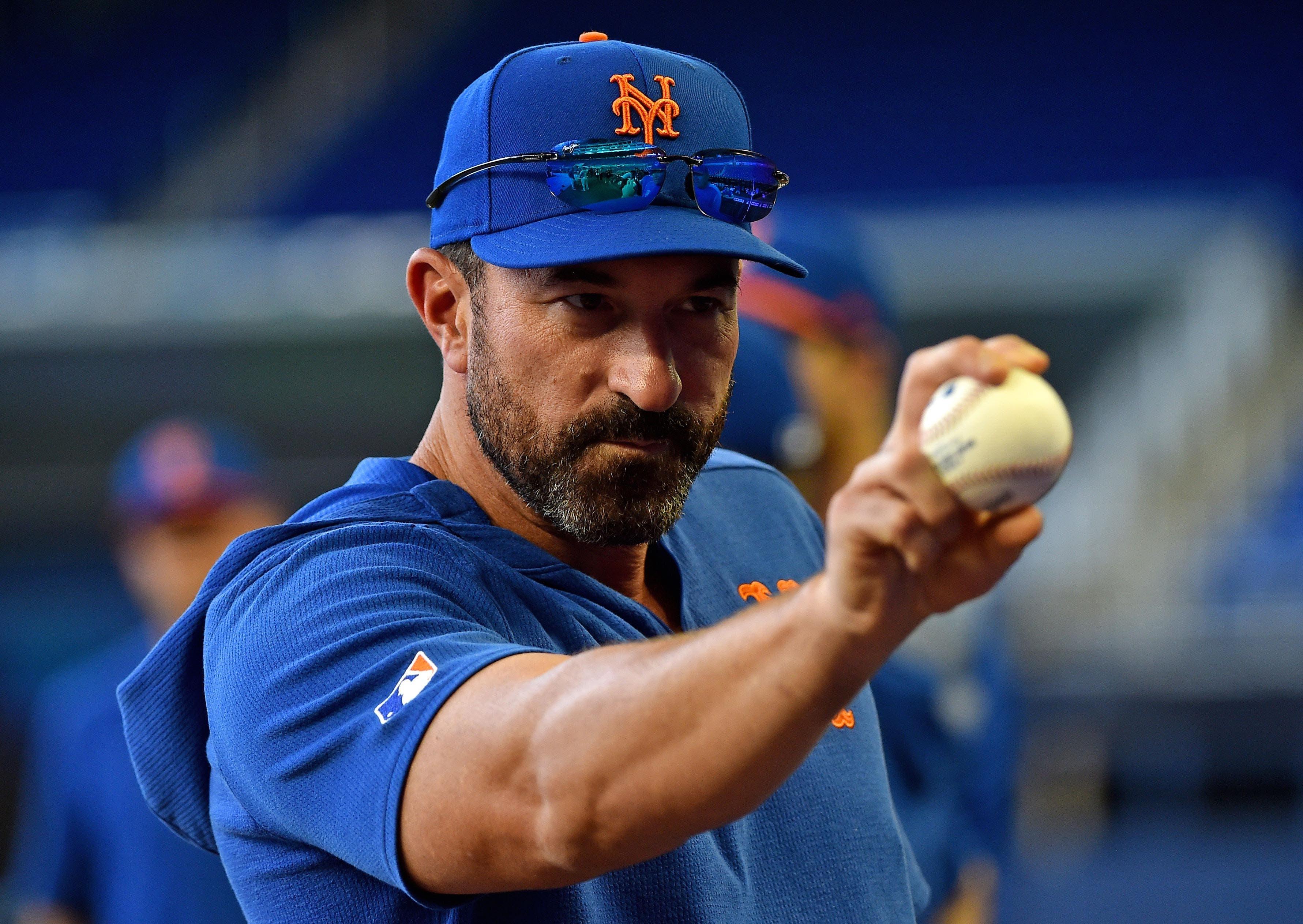 Apr 2, 2019; Miami, FL, USA; New York Mets manager Mickey Callaway (36) prior to a game against the Miami Marlins at Marlins Park. Mandatory Credit: Steve Mitchell-USA TODAY Sports / Steve Mitchell