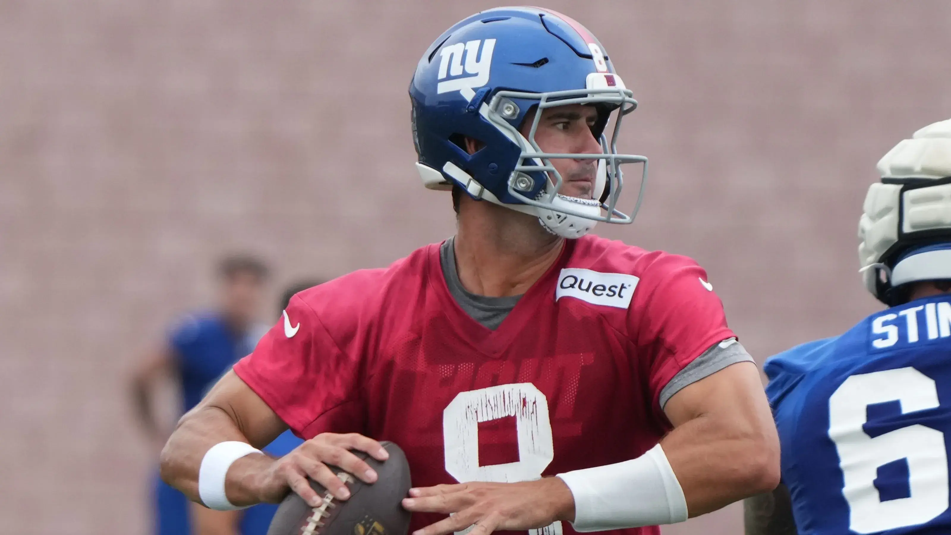 Quarterback, Daniel Jones during the first day of training camp for the 2024 New York Giants. / Chris Pedota - NorthJersey.com - USA TODAY NETWORK