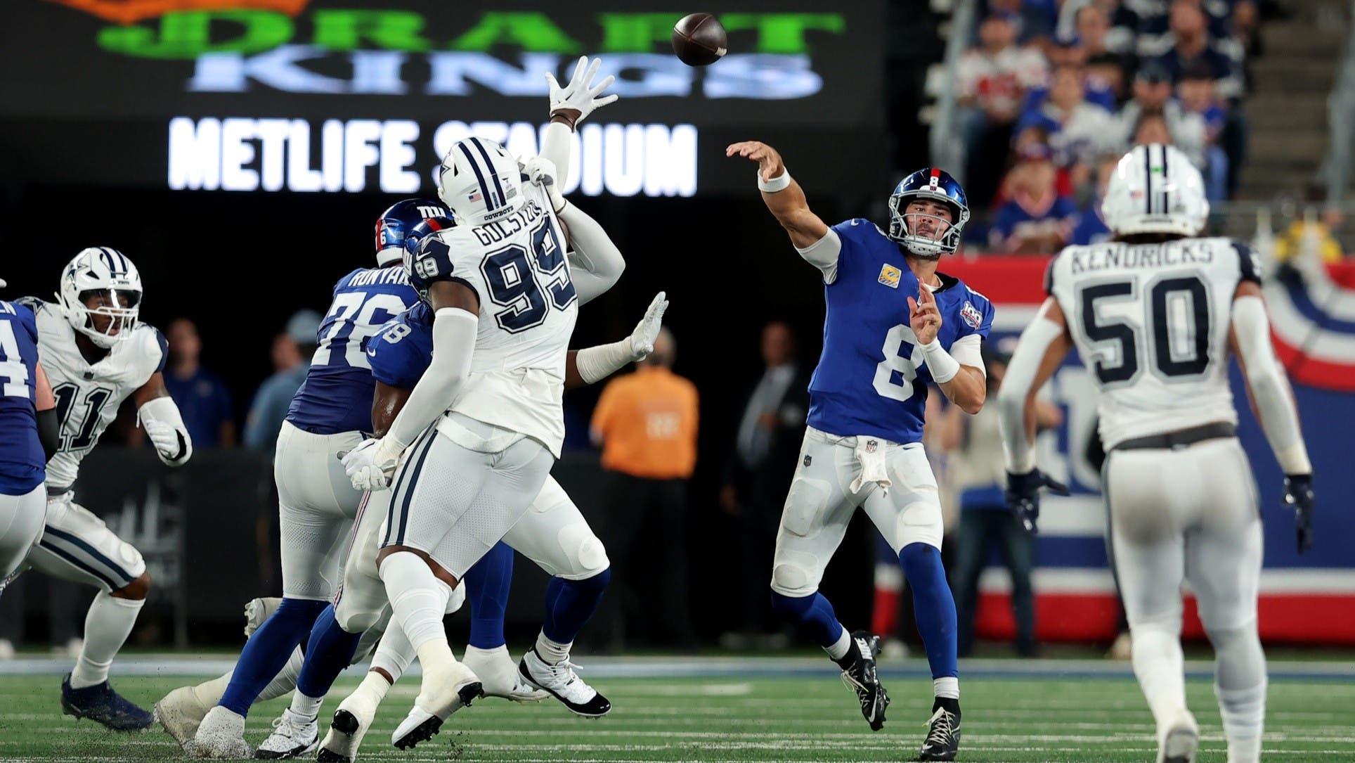 Daniel Jones’ struggles throwing downfield continue in loss to Cowboys