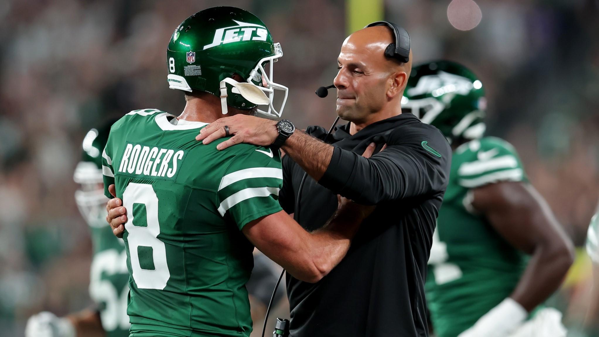 Aaron Rodgers talks awkward sideline exchange with Robert Saleh