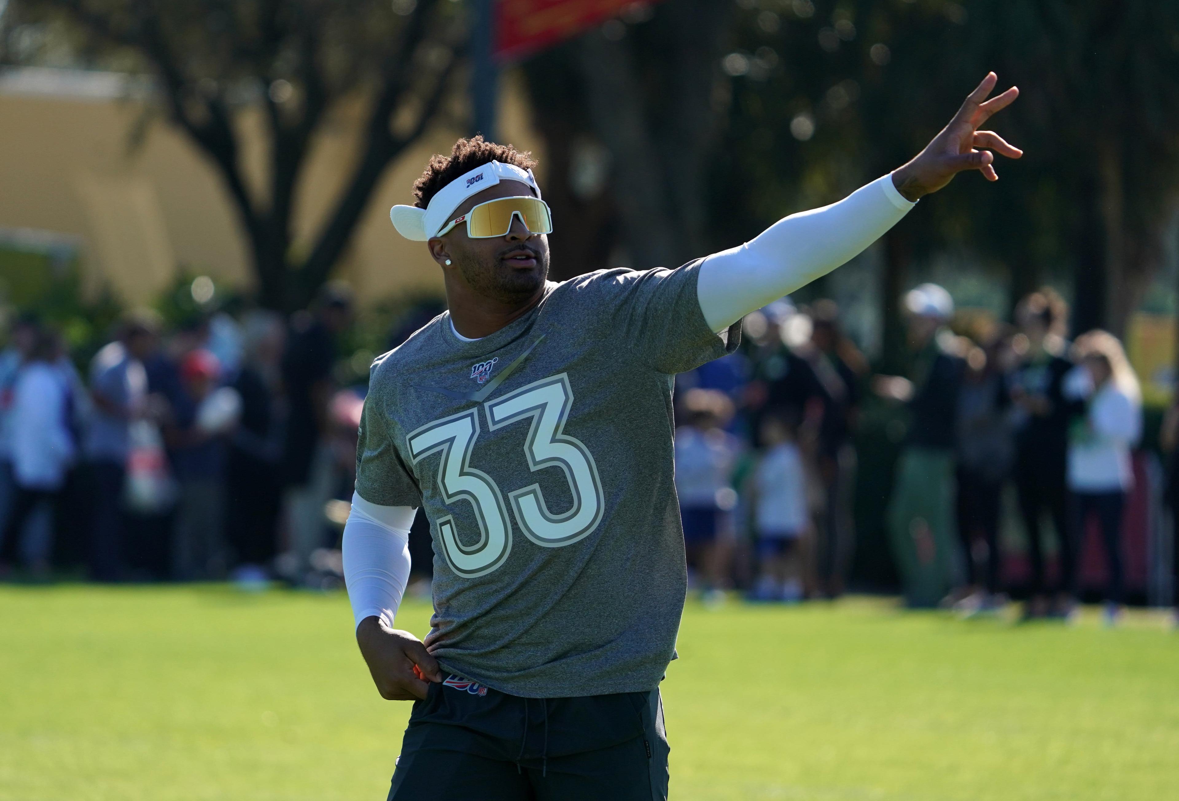 Jan 25, 2020; Kissimmee, Florida, USA; New York Jets safety Jamal Adams (33) during AFC Practice at ESPN Wide World of Sports. Mandatory Credit: Kirby Lee-USA TODAY Sports / Kirby Lee