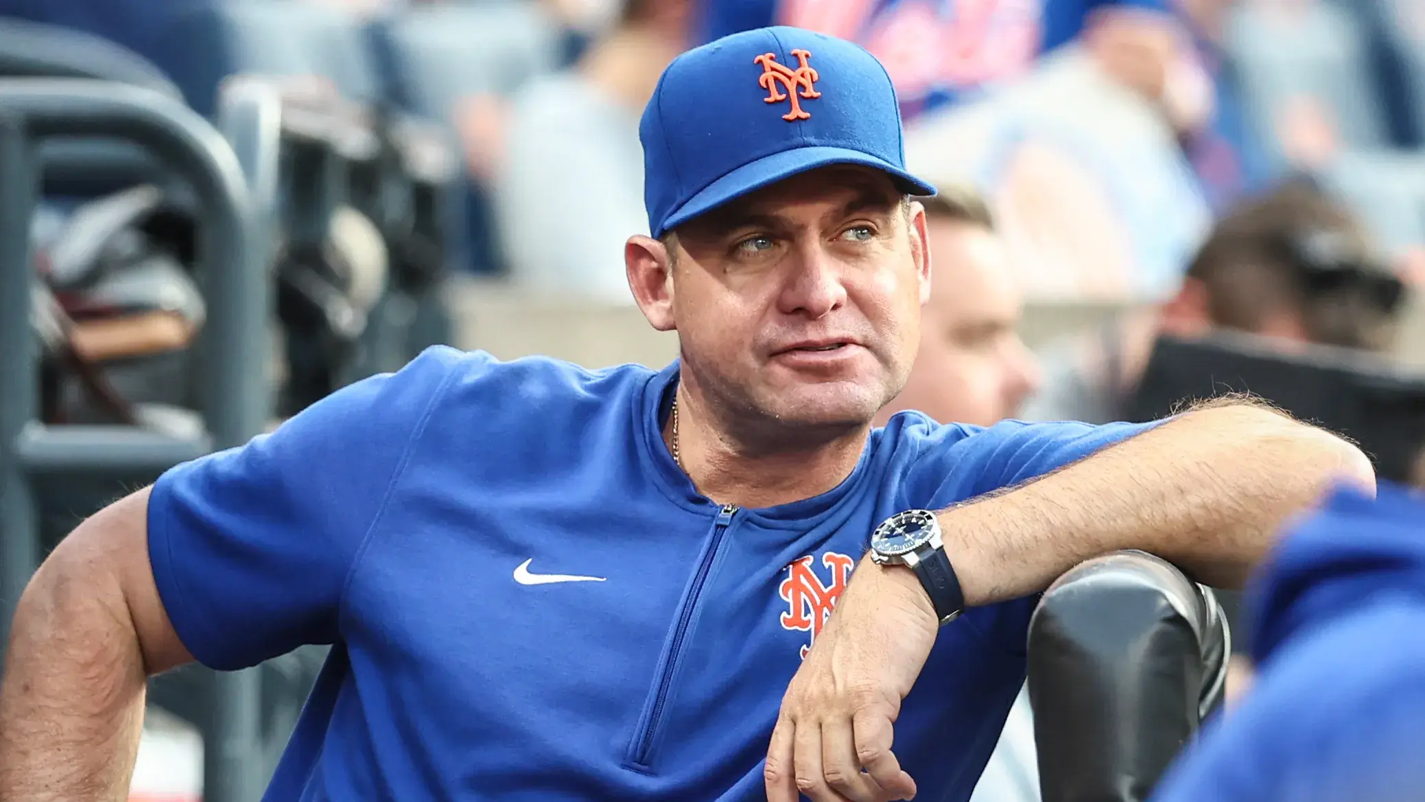 New York Mets manager Carlos Mendoza (64) watches from the dugout prior to the game against the Oakland Athletics at Citi Field. / Wendell Cruz - USA TODAY Sports