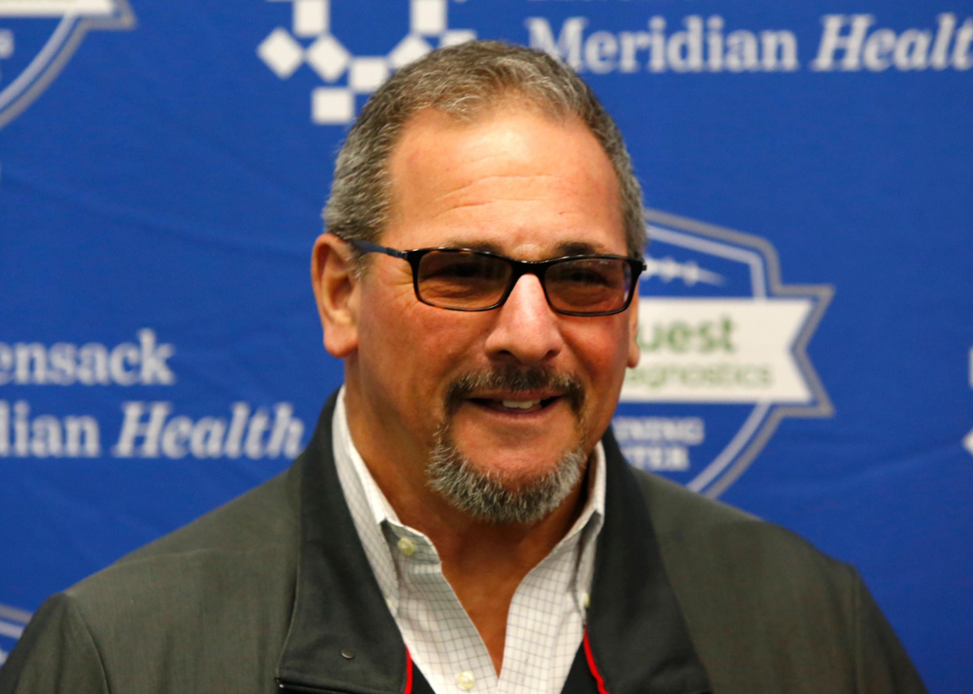 May 3, 2019; East Rutherford, NJ, USA; New York Giants general manager Dave Gettleman during rookie minicamp at Quest Diagnostic Training Center. Mandatory Credit: Noah K. Murray-USA TODAY Sports / Noah K. Murray