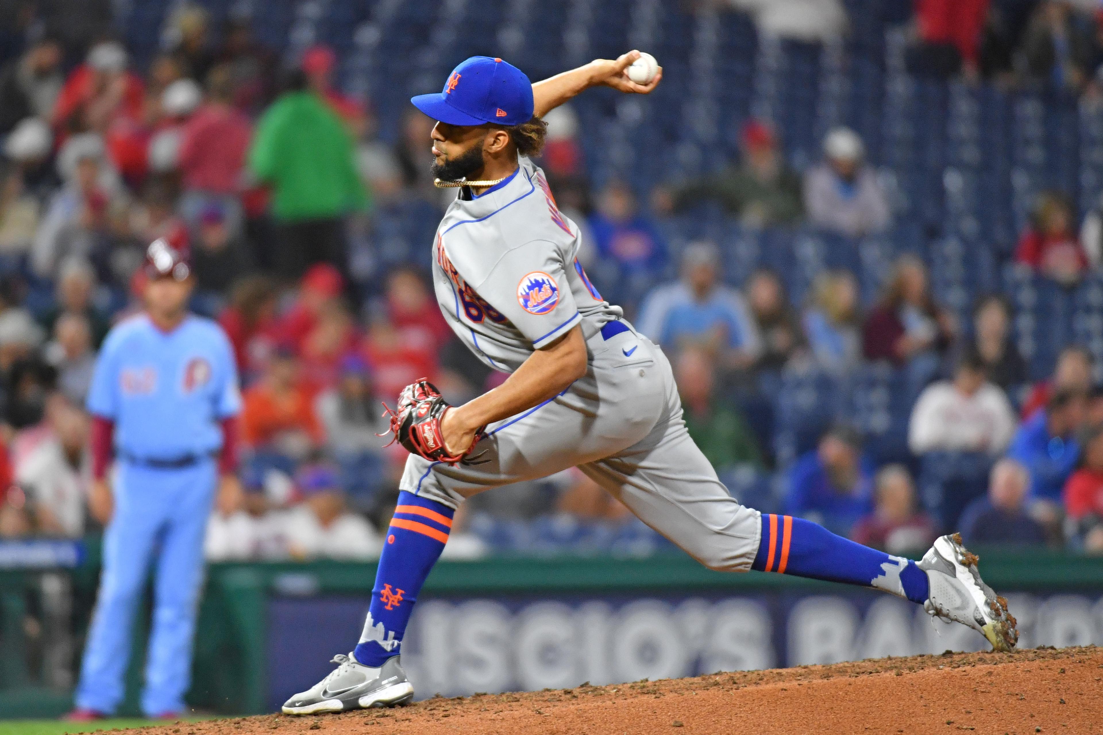 New York Mets relief pitcher Adonis Medina (68) throws a pitch against the Philadelphia Phillies at Citizens Bank Park.