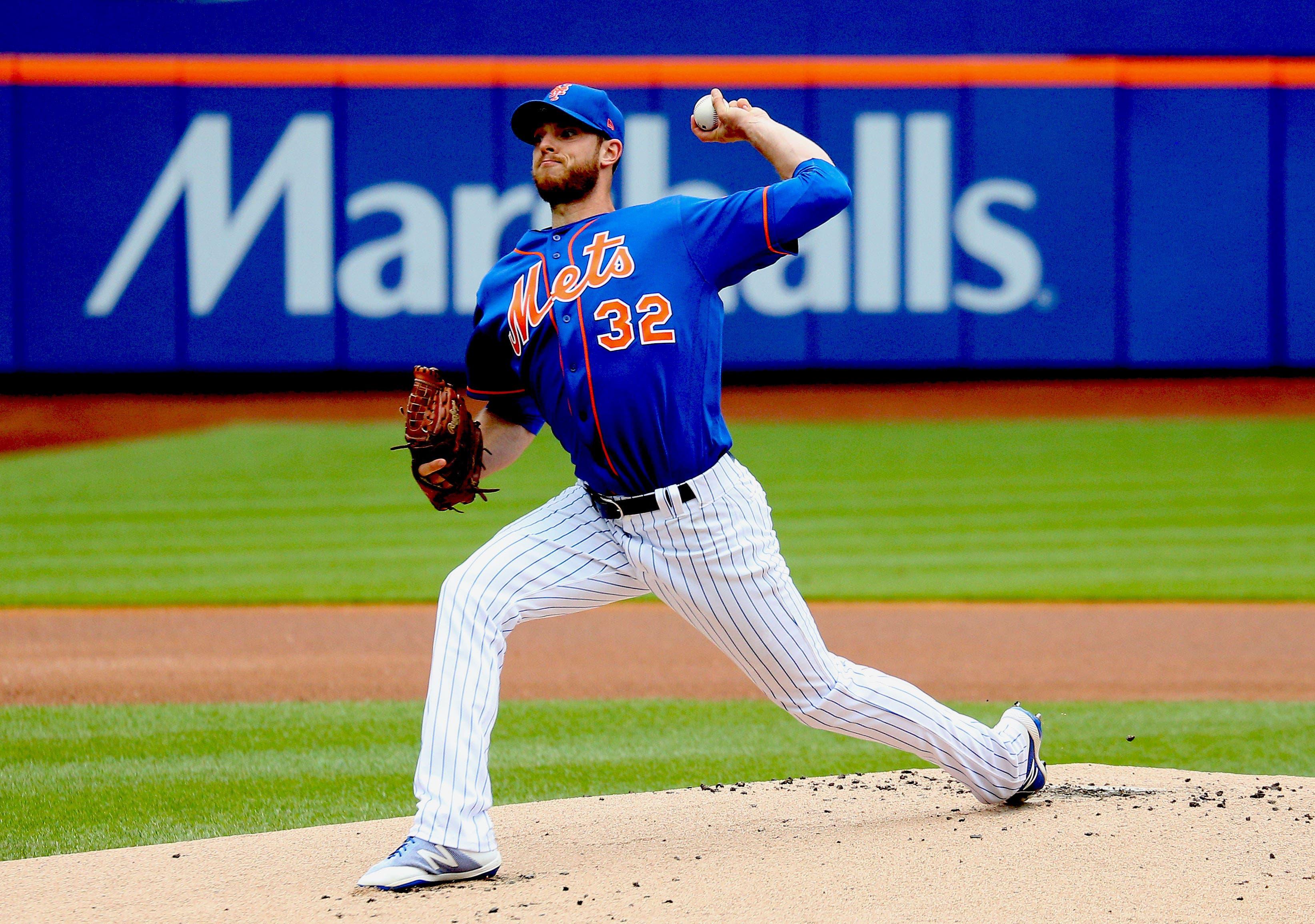 May 23, 2019; New York City, NY, USA; New York Mets starting pitcher Steven Matz (32) pitches against the Washington Nationals during the first inning at Citi Field. Mandatory Credit: Andy Marlin-USA TODAY Sports / Andy Marlin