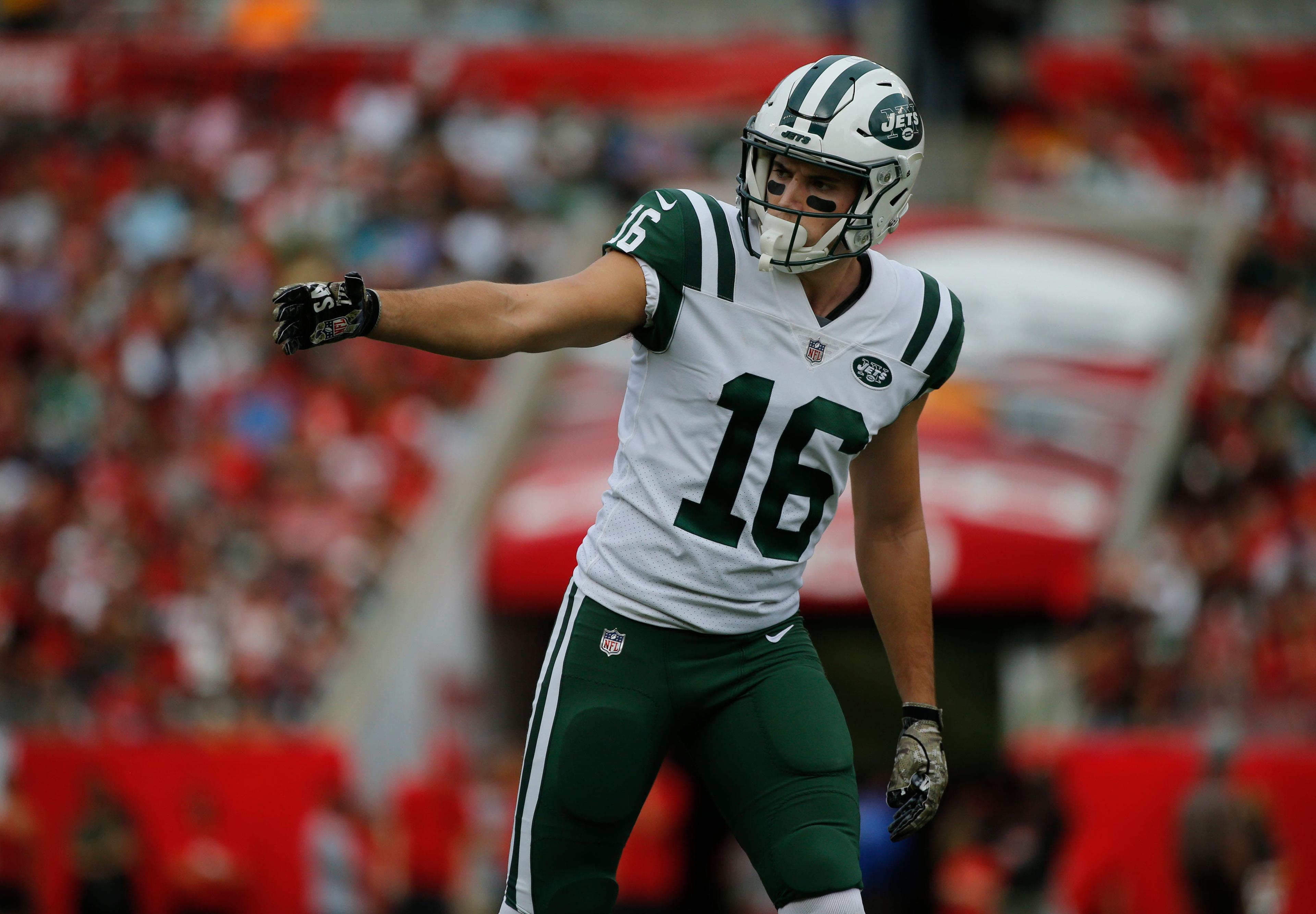 Nov 12, 2017; Tampa, FL, USA;New York Jets wide receiver Chad Hansen (16) during the first half at Raymond James Stadium. Mandatory Credit: Kim Klement-USA TODAY Sports / Kim Klement