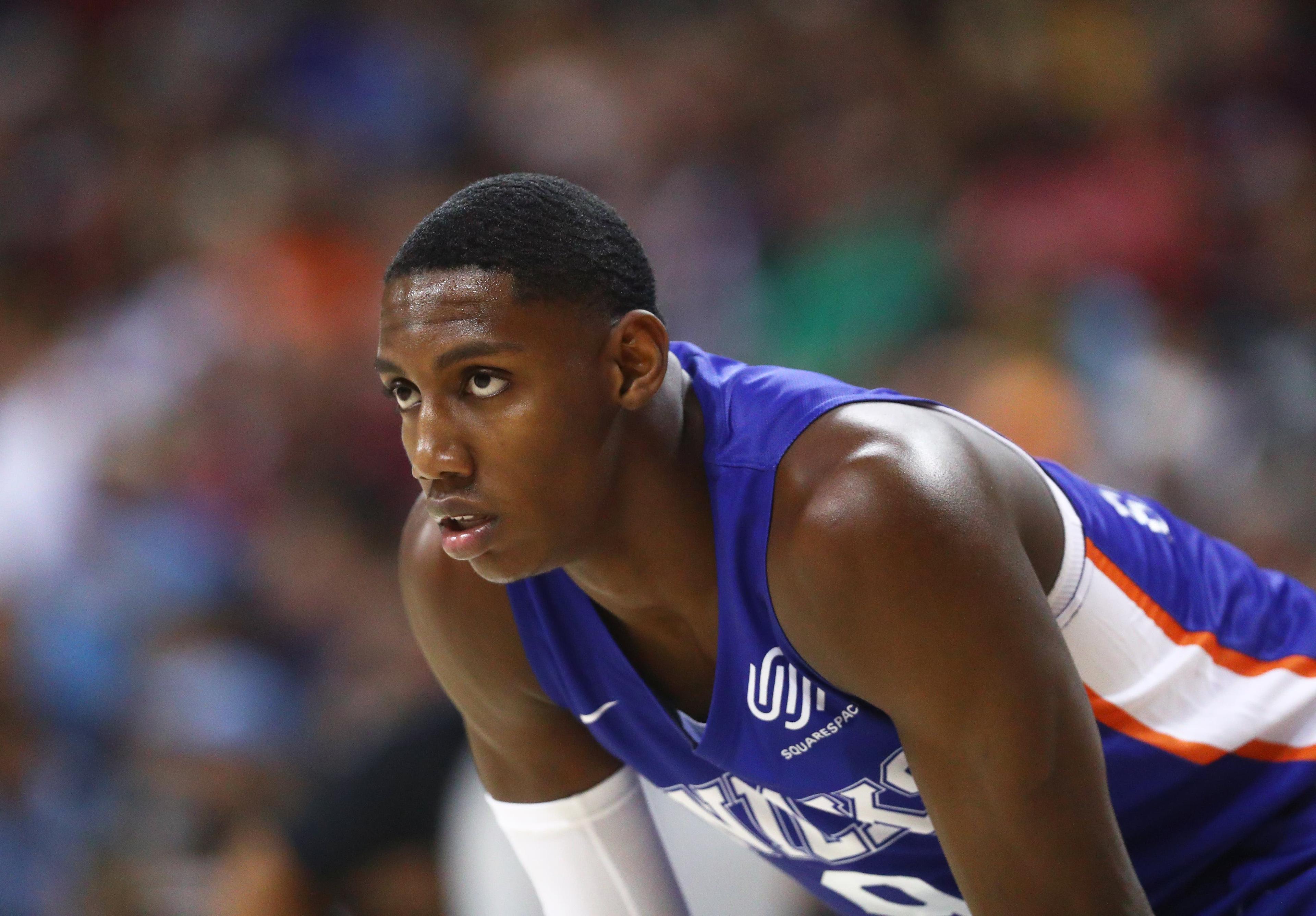 Knicks forward RJ Barrett / Mark J. Rebilas/USA TODAY Sports