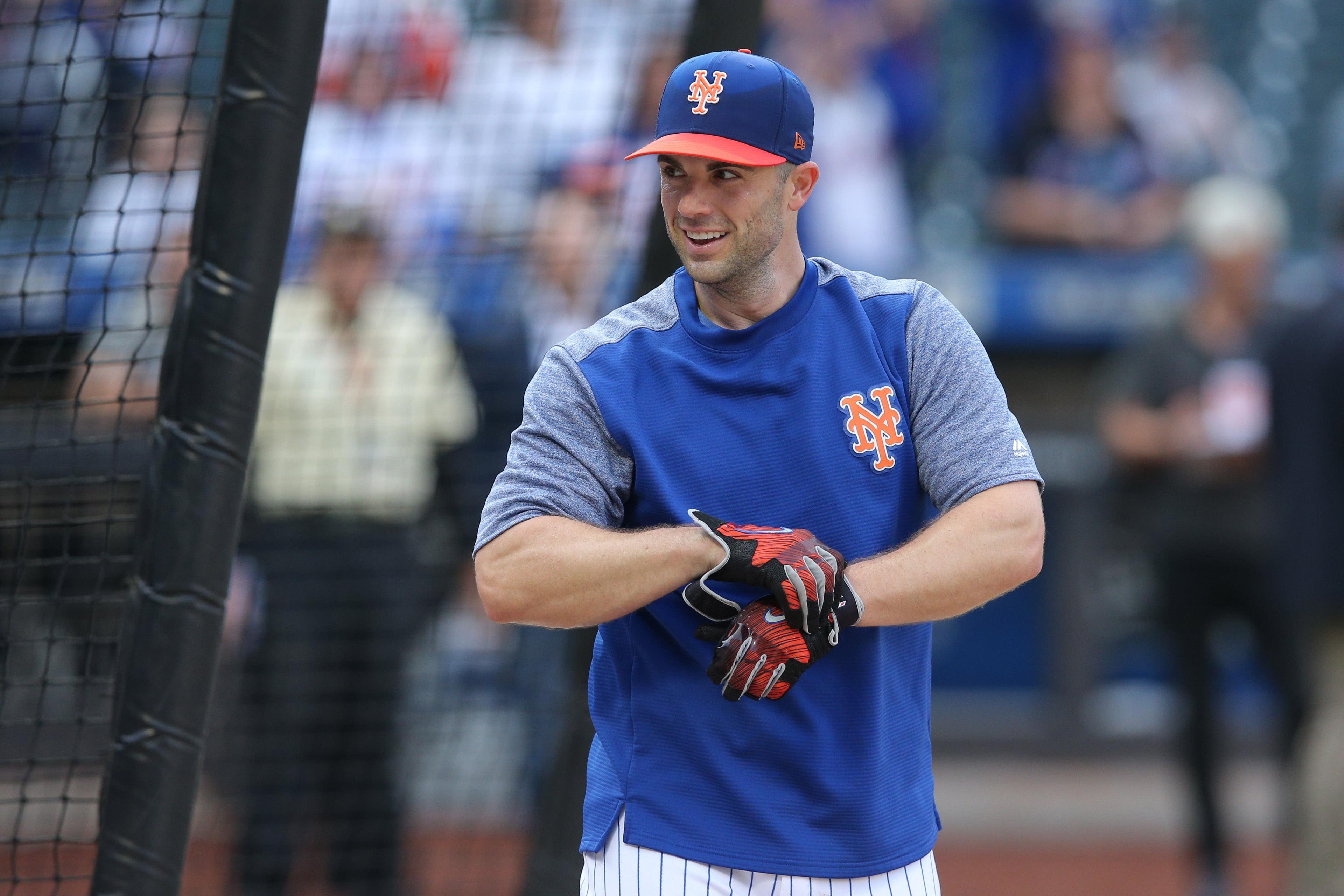 Sep 29, 2018; New York City, NY, USA; New York Mets third baseman David Wright (5) smiles as he finishes batting practice before a game against the Miami Marlins at Citi Field. Mandatory Credit: Brad Penner-USA TODAY Sports / Brad Penner