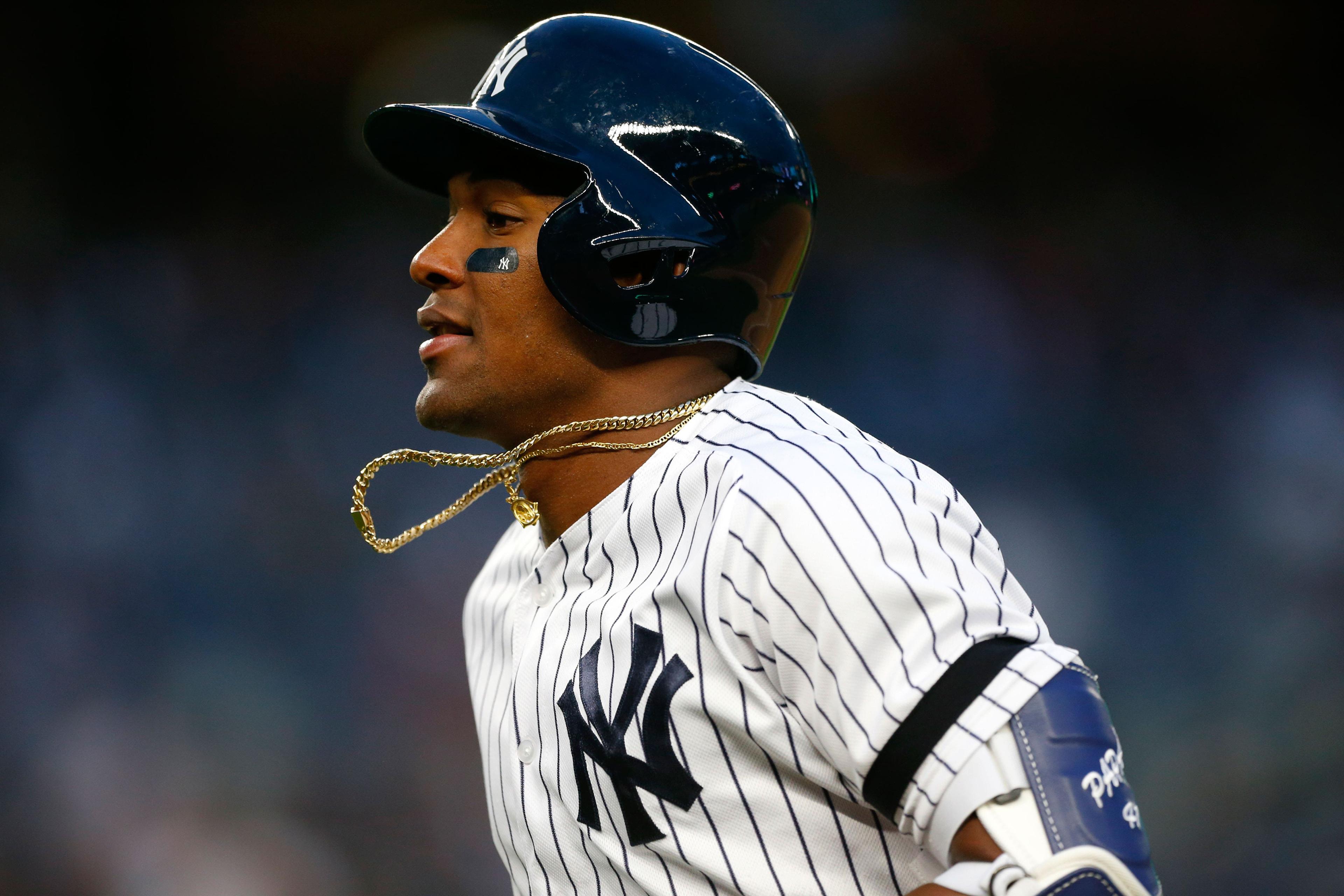 May 7, 2019; Bronx, NY, USA; New York Yankees third baseman Miguel Andujar (41) goes to the dugout during game against the Seattle Mariners at Yankee Stadium. Mandatory Credit: Noah K. Murray-USA TODAY Sports / Noah K. Murray