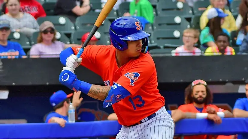Mark Vientos batting for the Syracuse Mets. / Rick Nelson/Courtesy of Syracuse Mets