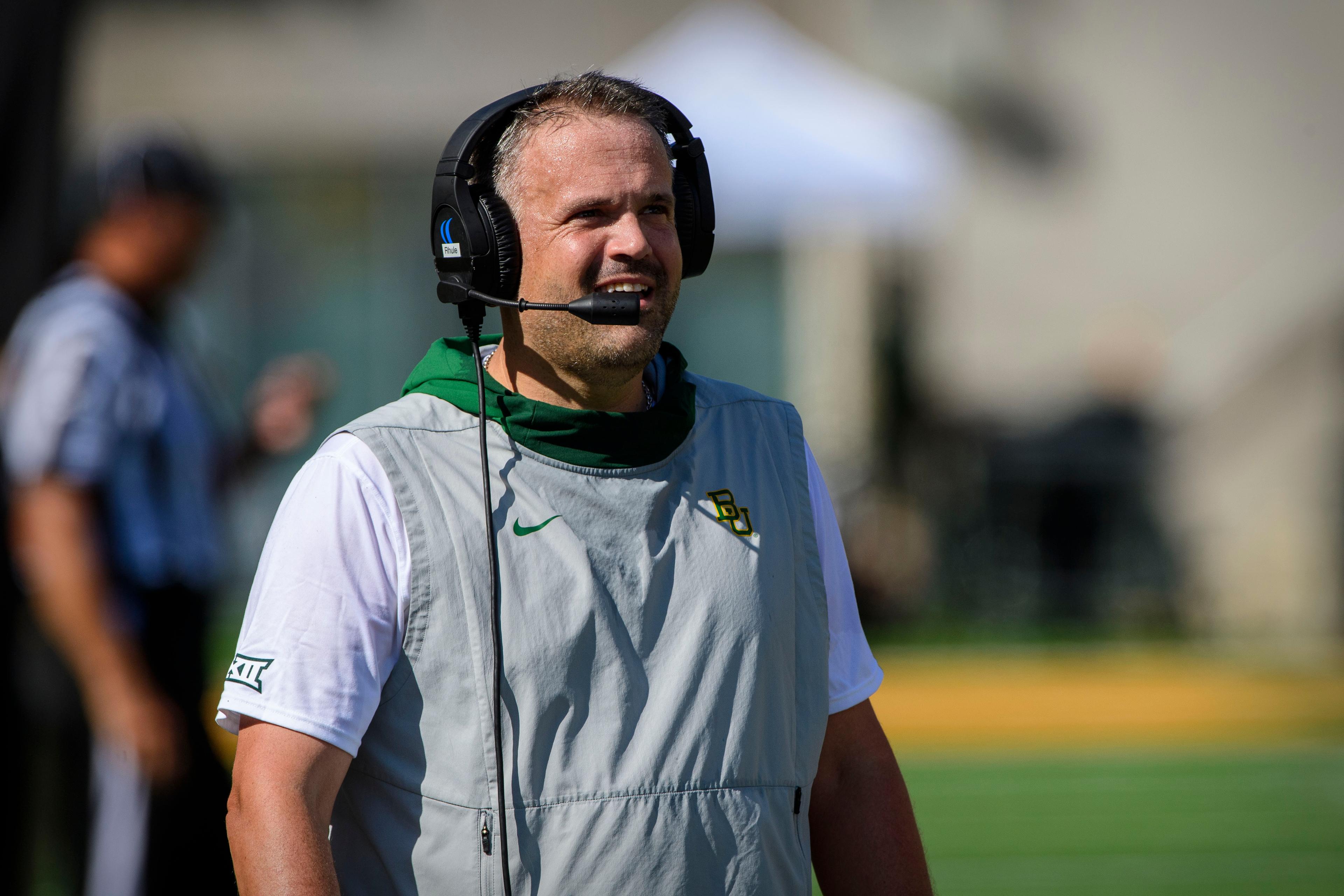 Sep 28, 2019; Waco, TX, USA; Baylor Bears head coach Matt Rhule during the game between the Bears and the Cyclones at McLane Stadium. Mandatory Credit: Jerome Miron-USA TODAY Sports