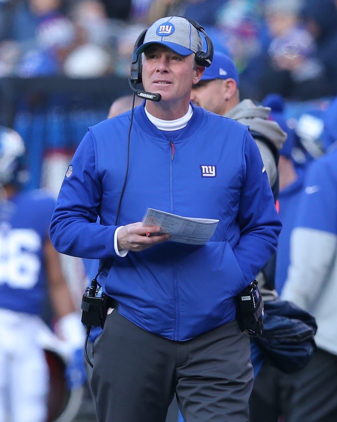 Dec 15, 2019; East Rutherford, NJ, USA; New York Giants head coach Pat Shurmur coaches against the Miami Dolphins during the second quarter at MetLife Stadium. Mandatory Credit: Brad Penner-USA TODAY Sportsundefined