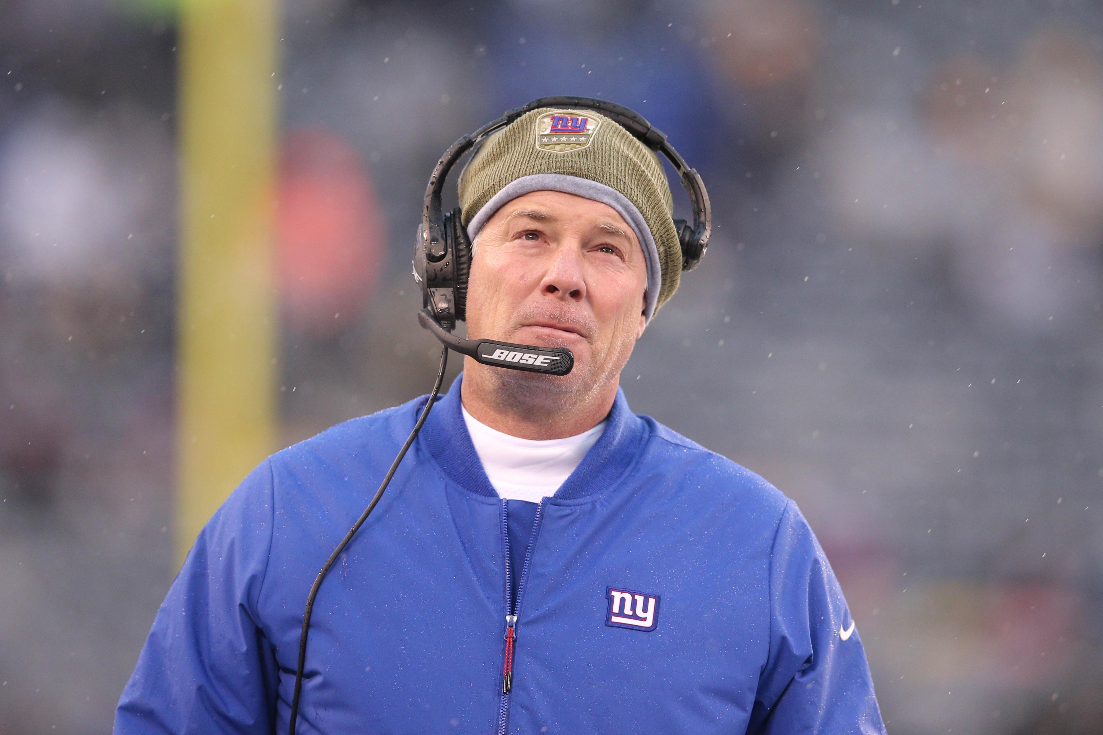 Dec 1, 2019; East Rutherford, NJ, USA; New York Giants head coach Pat Shurmur reacts as he coaches against the Green Bay Packers during the third quarter at MetLife Stadium. Mandatory Credit: Brad Penner-USA TODAY Sports