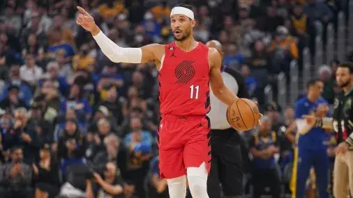 Portland Trail Blazers guard Josh Hart (11) dribbles the ball against the Golden State Warriors in the first quarter at the Chase Center / Cary Edmondson - USA TODAY Sports