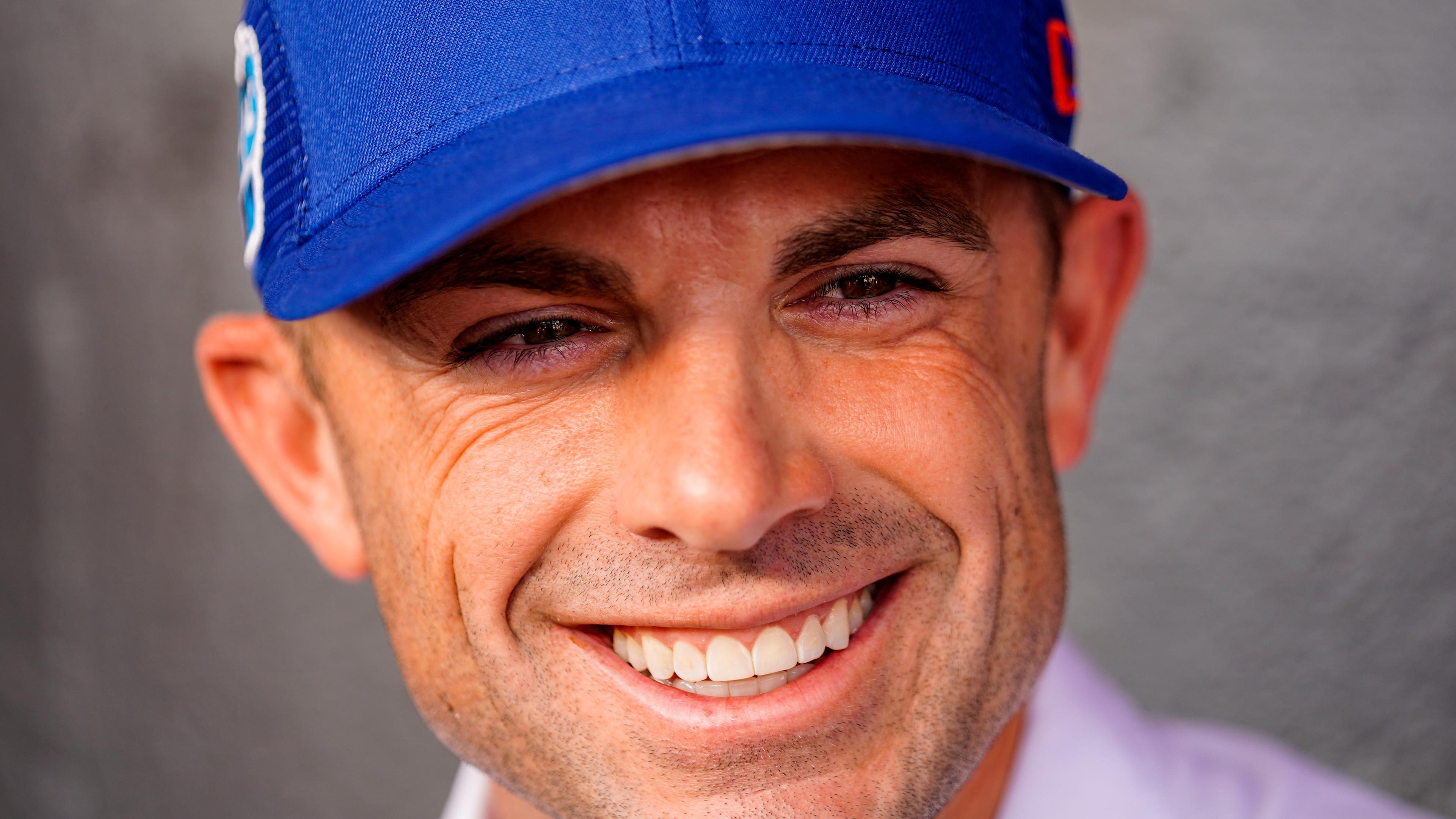 Former New York Mets third baseman David Wright talks to press prior to a game between the New York Mets and the Atlanta Braves at Clover Park