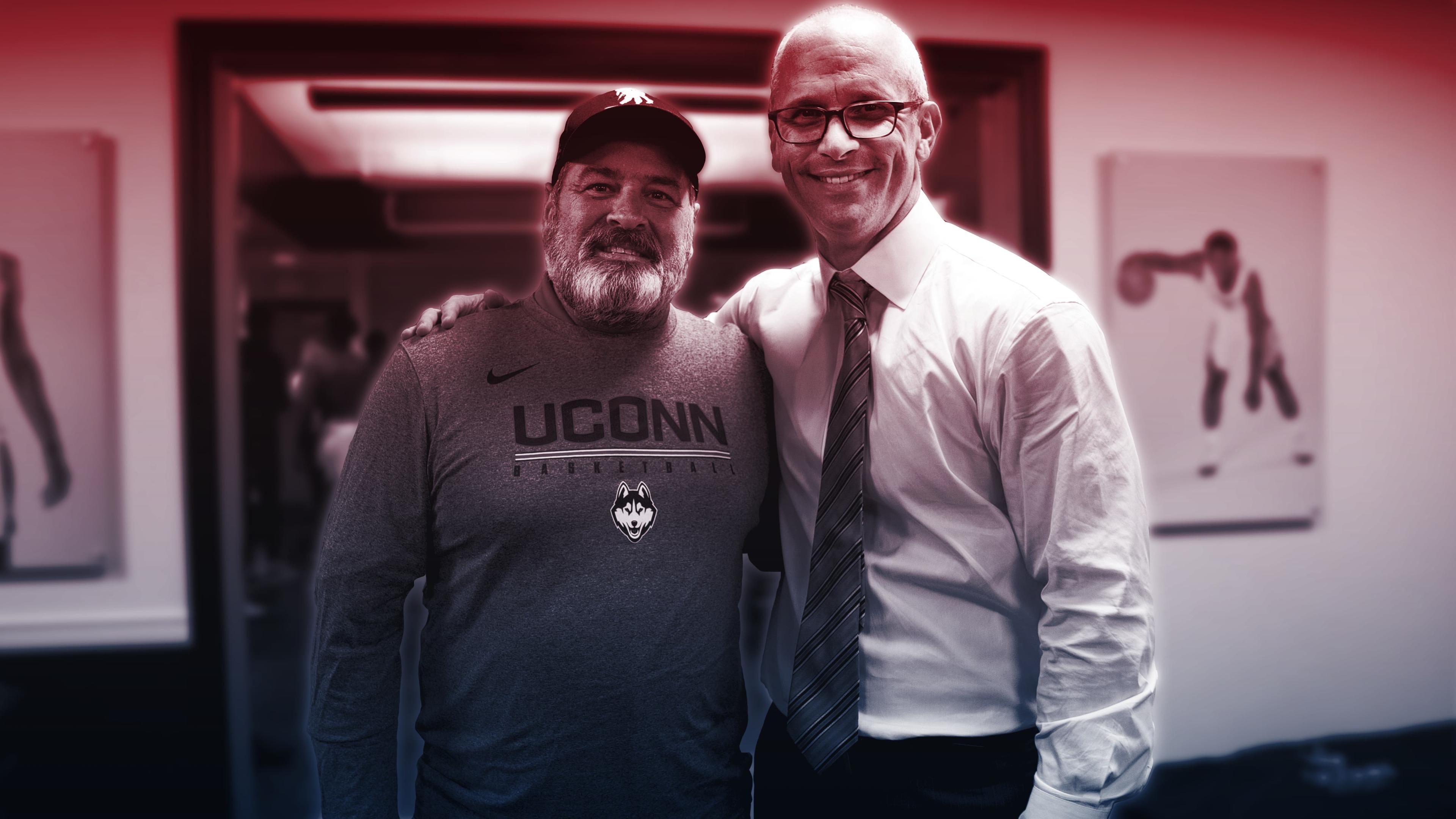 UConn head coach Dan Hurley (right) with Kevin McMahon. / Courtesy UConn Basketball