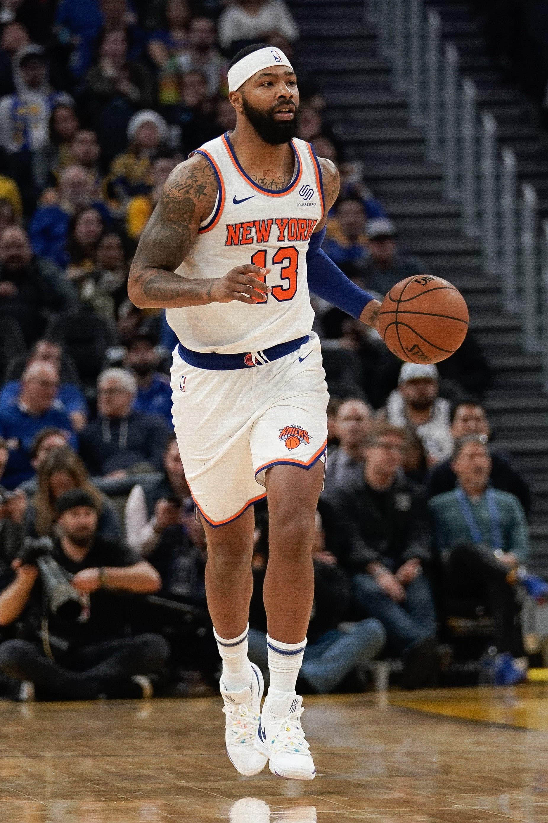 Dec 11, 2019; San Francisco, CA, USA; New York Knicks forward Marcus Morris Sr. (13) controls the ball during the second quarter against the Golden State Warriors at Chase Center. Mandatory Credit: Stan Szeto-USA TODAY Sports / Stan Szeto