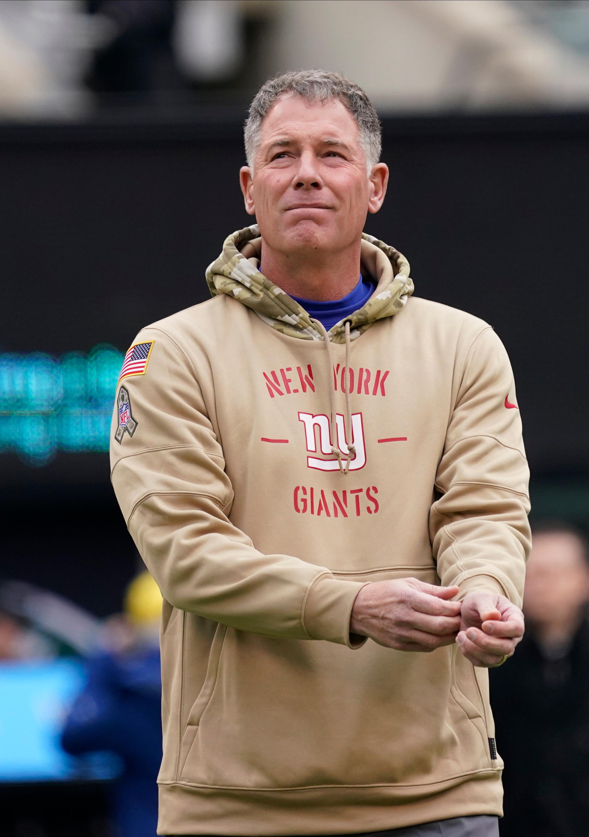 Nov 10, 2019; East Rutherford, NJ, USA; New York Giants head coach Pat Shurmur pre game against the Jets at MetLife Stadium. Mandatory Credit: Robert Deutsch-USA TODAY Sports