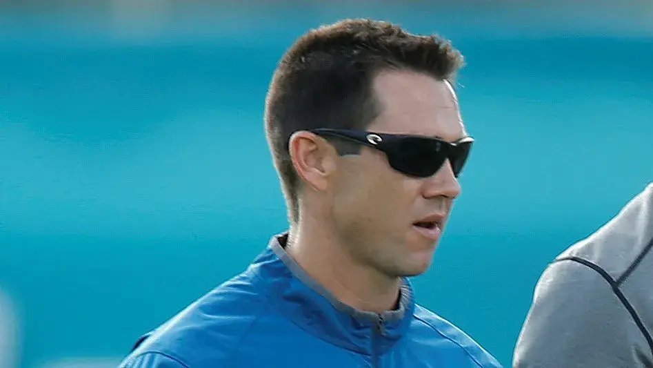 Joe Schoen, Director of Player Personnel, watches the Miami Dolphins run drills during the teams training camp on August 1, 2016 at the Miami Dolphins training facility in Davie, Florida. / Joel Auerbach/Getty Images