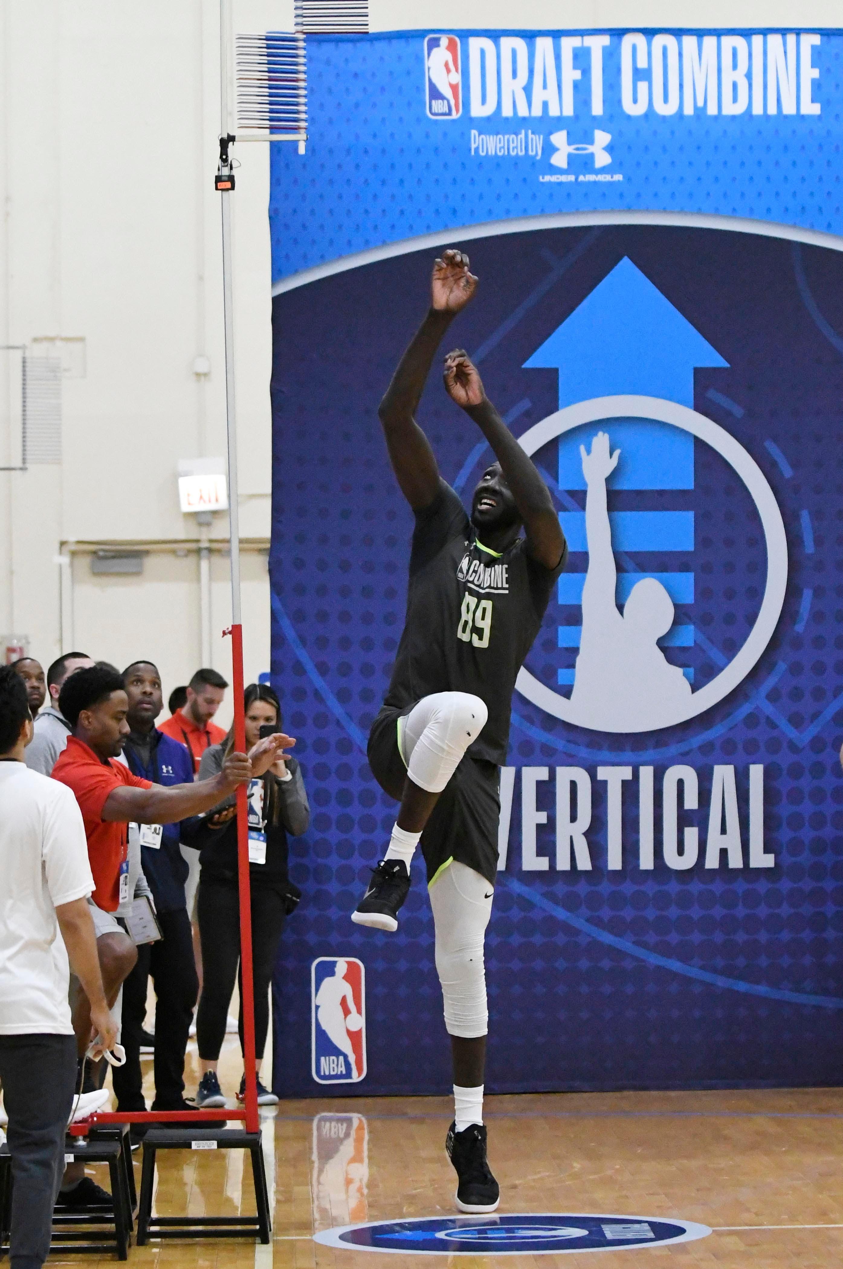 May 17, 2019; Chicago, IL, USA; Tacko Fall participates during day two of the NBA Draft Combine at Quest Multisport Complex. Mandatory Credit: David Banks-USA TODAY Sports / David Banks