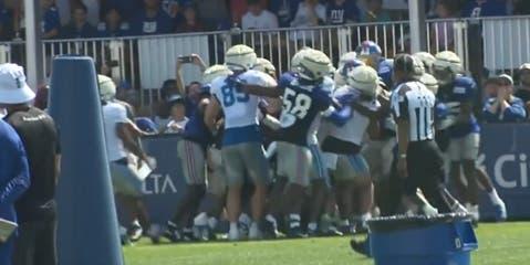 SEE IT: Multiple huge fights break out during Giants' joint practice with Lions