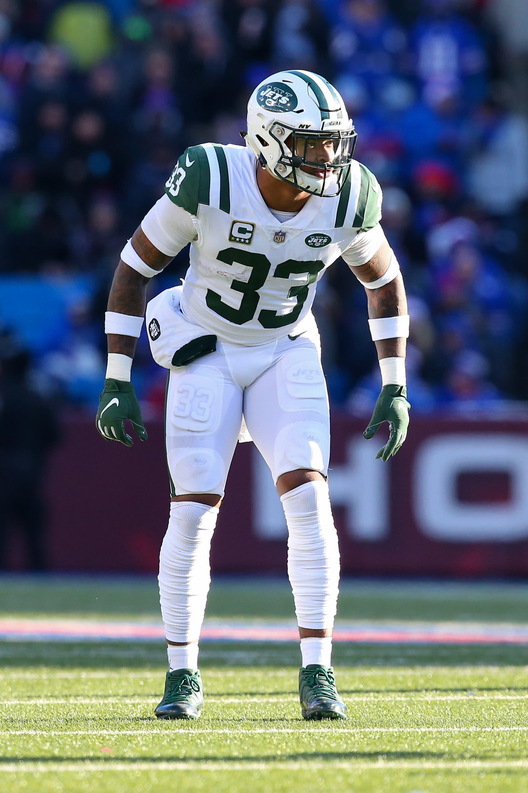 Dec 9, 2018; Orchard Park, NY, USA; New York Jets strong safety Jamal Adams (33) lines up for a play against the Buffalo Bills during the second quarter at New Era Field. Mandatory Credit: Rich Barnes-USA TODAY Sports / Rich Barnes