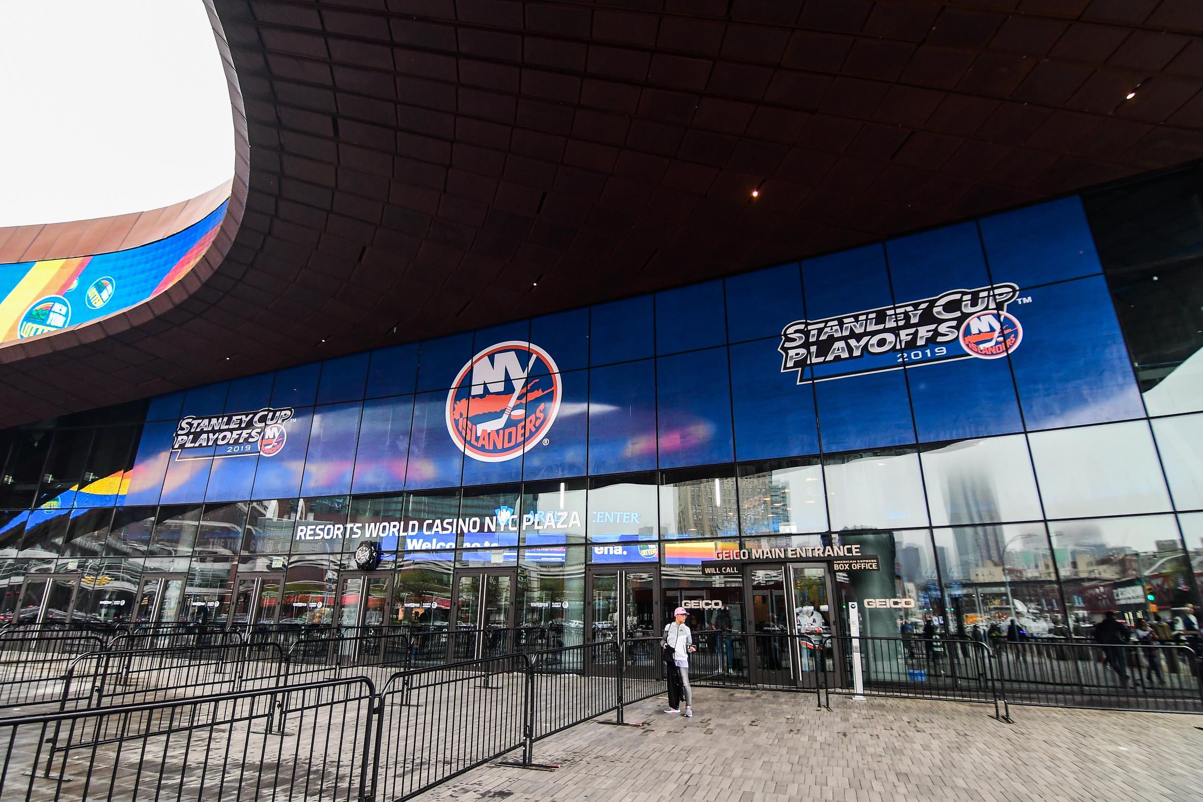 Apr 26, 2019; Brooklyn, NY, USA; A view of the arena prior to the game between the New York Islanders and Carolina Hurricanes in game one of the second round of the 2019 Stanley Cup Playoffs at Barclays Center. Mandatory Credit: Catalina Fragoso-USA TODAY Sports