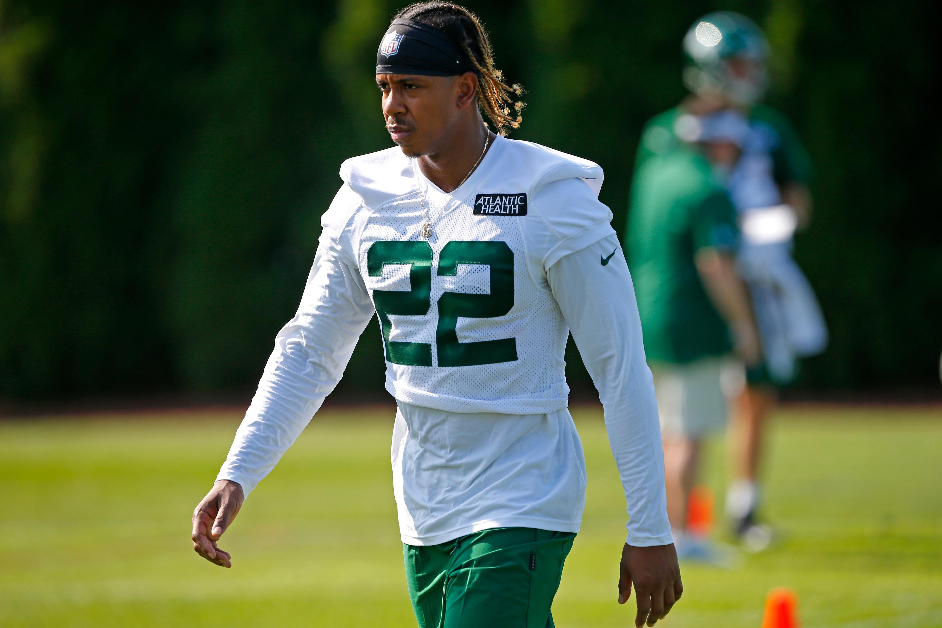 Jul 25, 2019; Florham Park, NJ, USA; New York Jets cornerback Trumaine Johnson (22) during Jets training camp at Atlantic Health Center. Mandatory Credit: Noah K. Murray-USA TODAY Sports