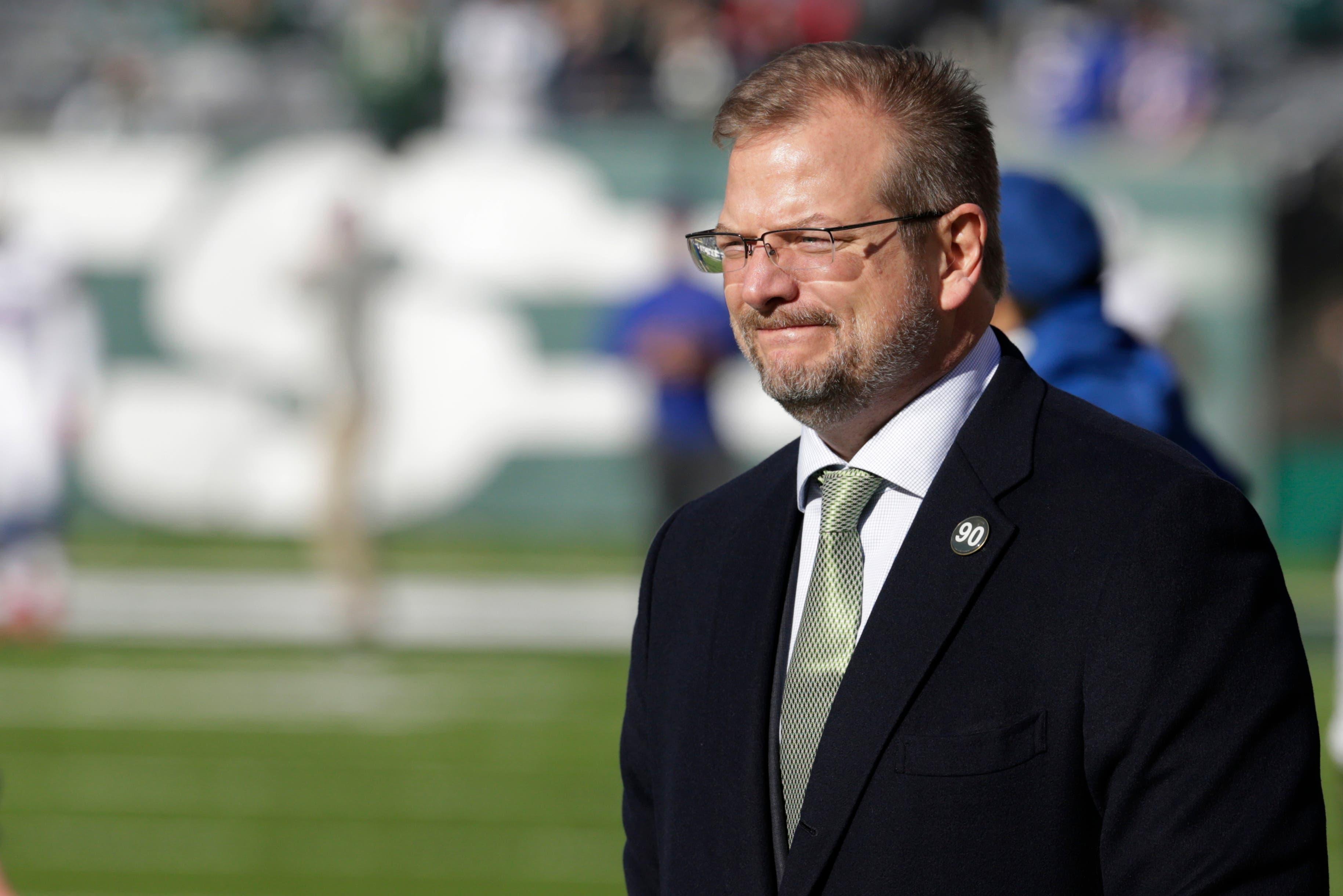 New York Jets general manager Mike Maccagnan looks on prior to an NFL football game against the Buffalo Bills, Sunday, Jan. 1, 2017, in East Rutherford, N.J. (AP Photo/Seth Wenig) / Seth Wenig/AP