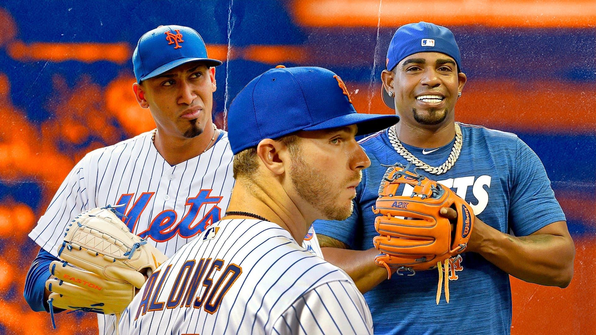 Mets' Edwin Diaz, Pete Alonso and Yoenis Cespedes / Treated Image by SNY