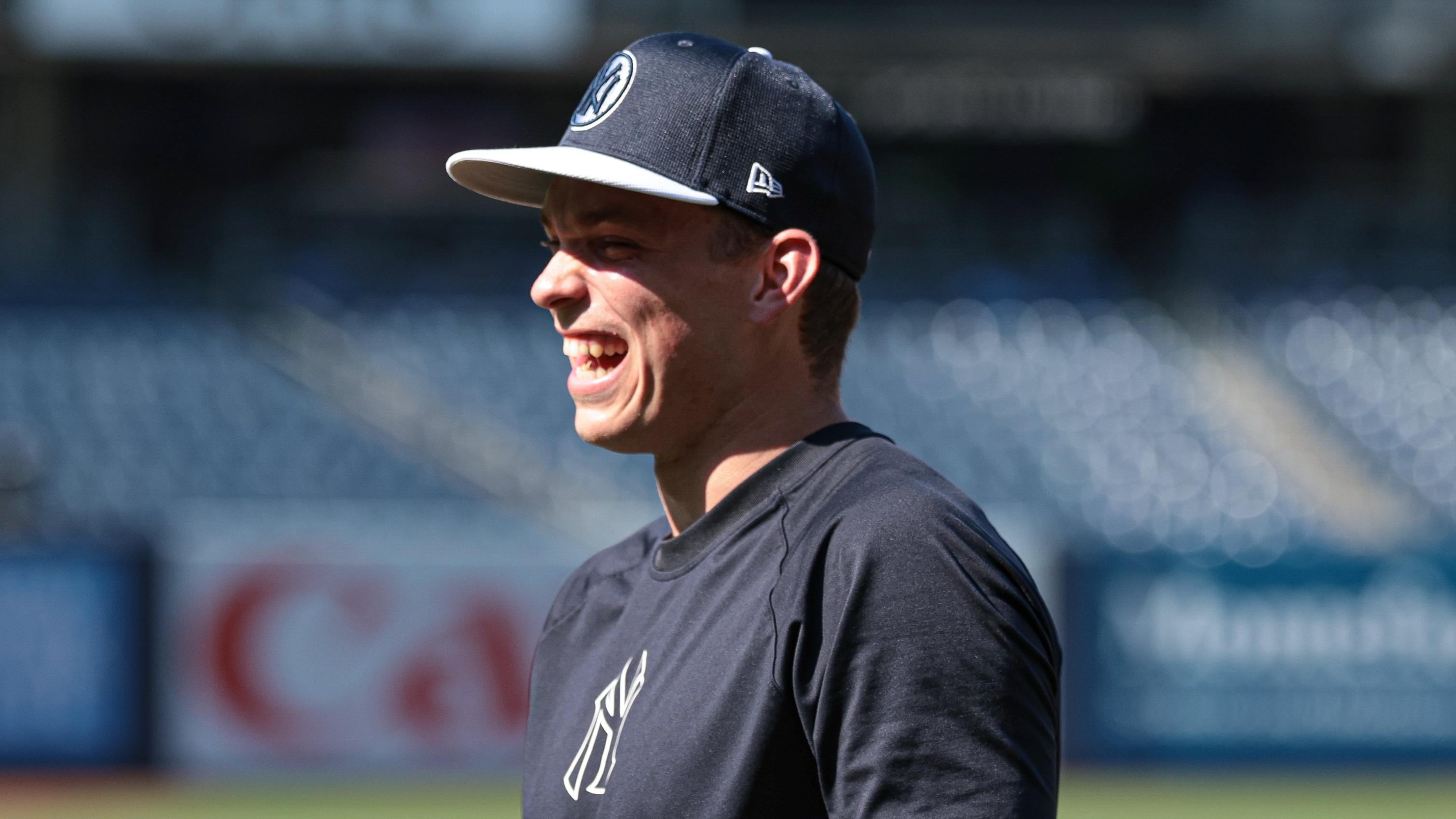 New York Yankees first baseman Ben Rice (93) on the field before the game against the Baltimore Orioles at Yankee Stadium